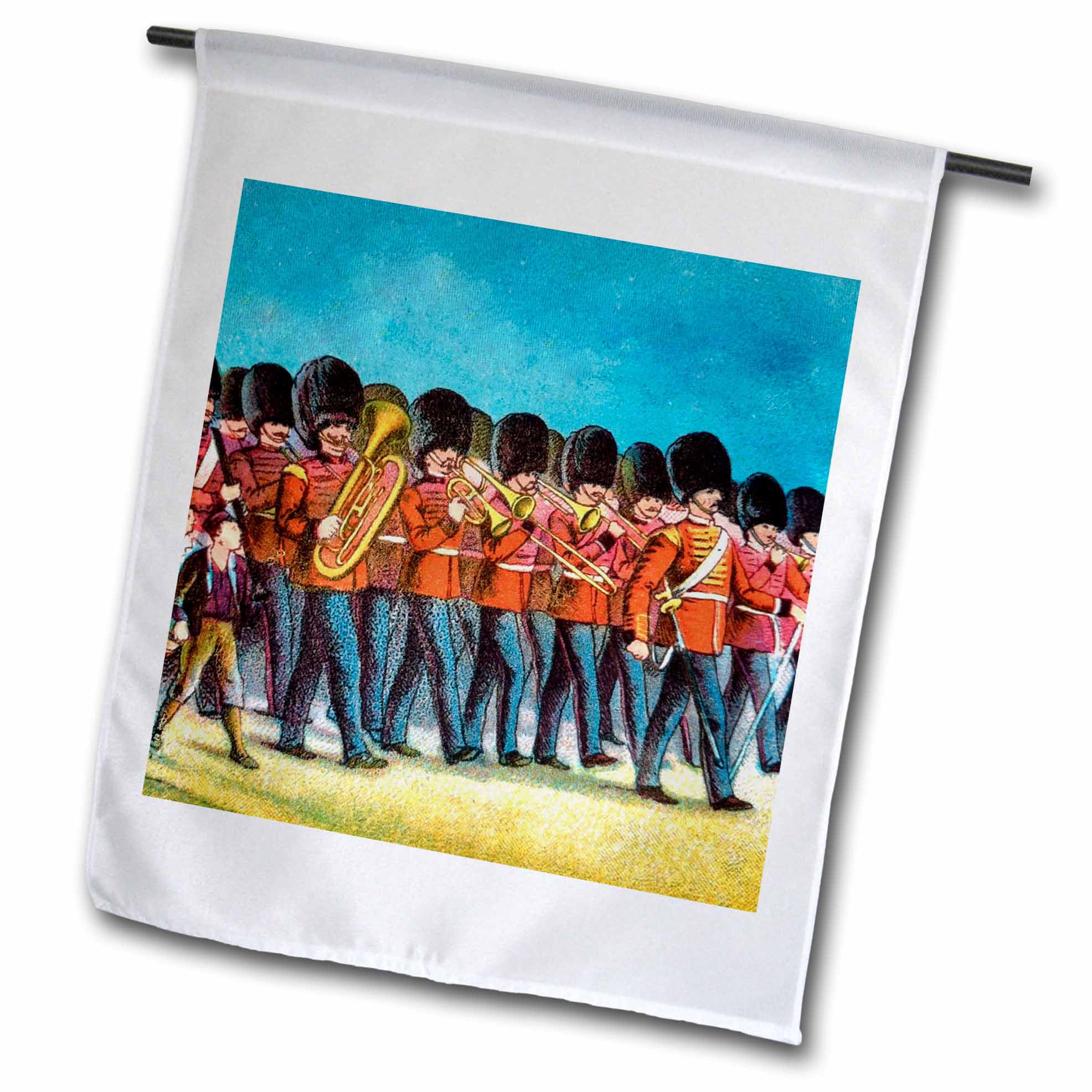 3dRose Victorian era marching band featuring brass instruments. - Garden Flag, 12 by 18-inch