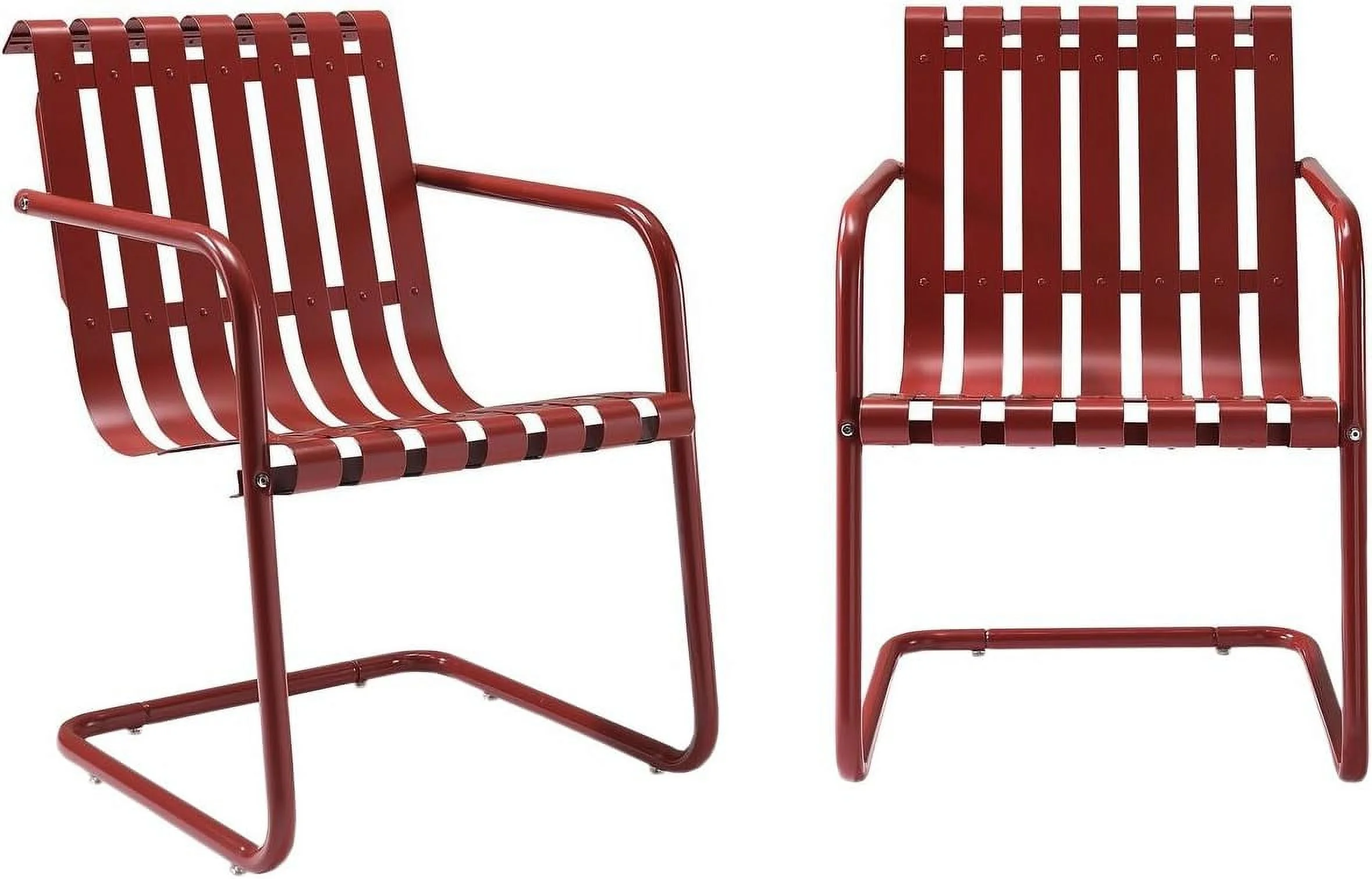 Gracie Metal Outdoor Spring Chair - Coral Red (Set Of 2)
