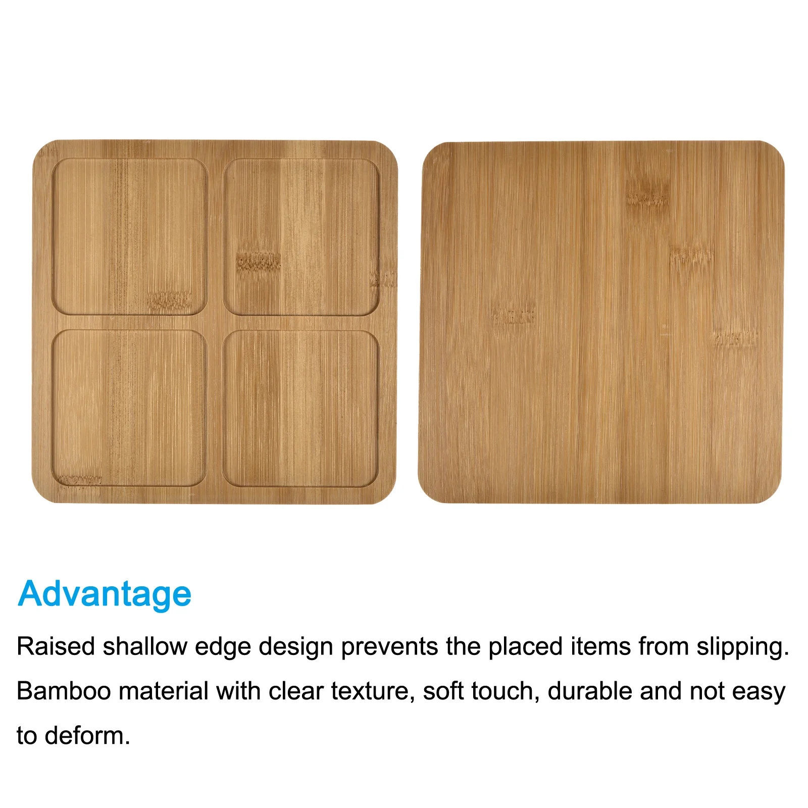 Uxcell 19cm Bamboo Square Lattice Plant Pot Saucer Flower Drip Tray, 2 Pack