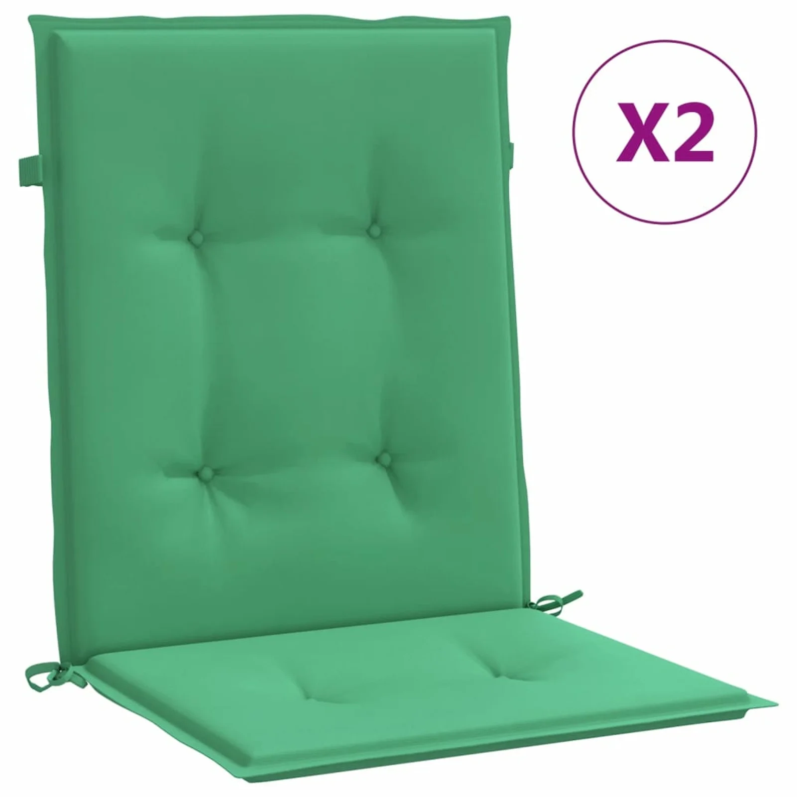 moobody 2 Piece Garden Chair Cushions Fabric Seat and Back Cushion Patio Chair Pads Green for Outdoor Furniture 39.4 x 19.7 x 1.2 Inches (L x W x T)