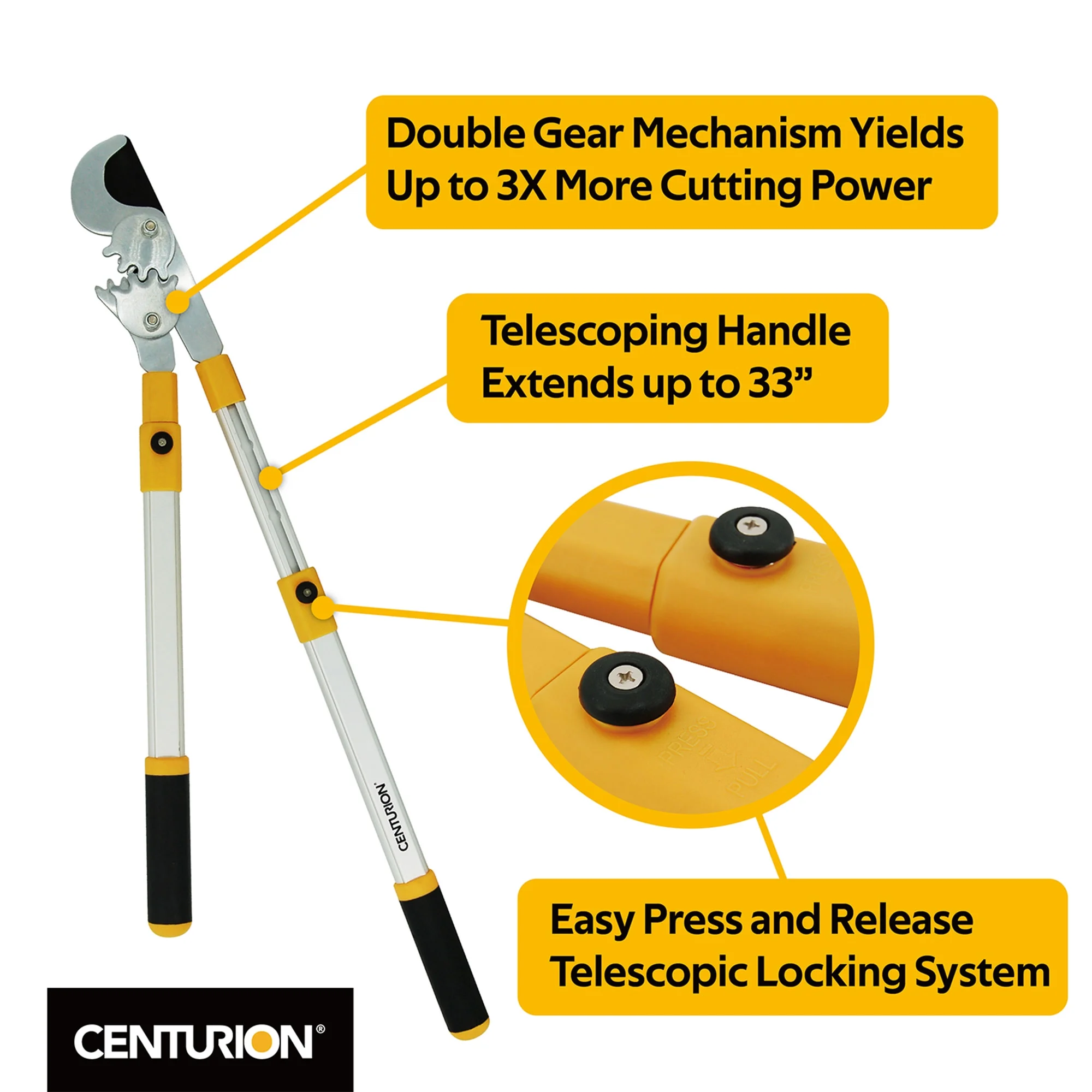 CENTURION 76 Multi Gear 2X Telescoping Aluminum Handle Bypass Lopper