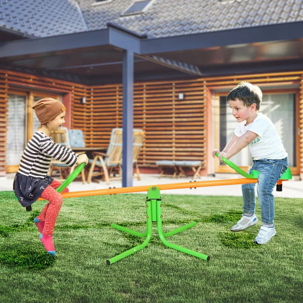 Kids outdoor seesaw, suitable for 4-8 years old, rotating seesaw, sit and turn seesaw, 360-degree rotation, children's outdoor playground equipment