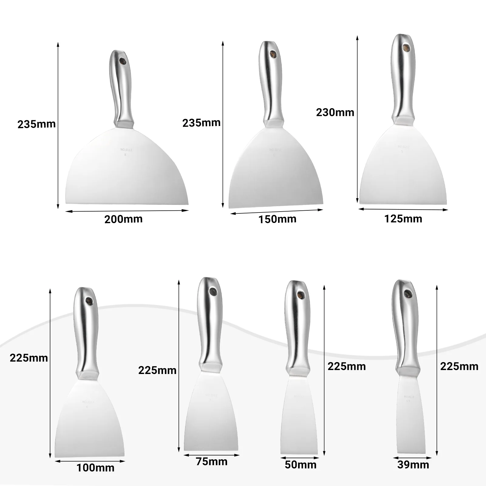 Hand tools shovel,Hand Tools Premium One Piece Mud Set 1.5/2/3/4/5/6/8 Scraper One Putty Knife 5pcs Putty Drywall Wallpaper Paint Scraper Knife Set All-stainless Steel Scraper Tool Drywall