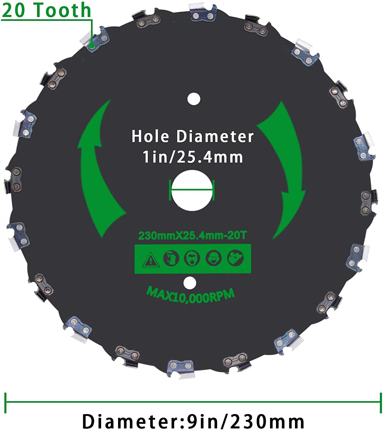 HXXF 9 Inch 20T Chainsaw Tooth Brush Cutter Blades, Weed Eater Blade for Cutter, Trimmer, Weed Eater, Lawnmower (Different Adapter Kit Included)