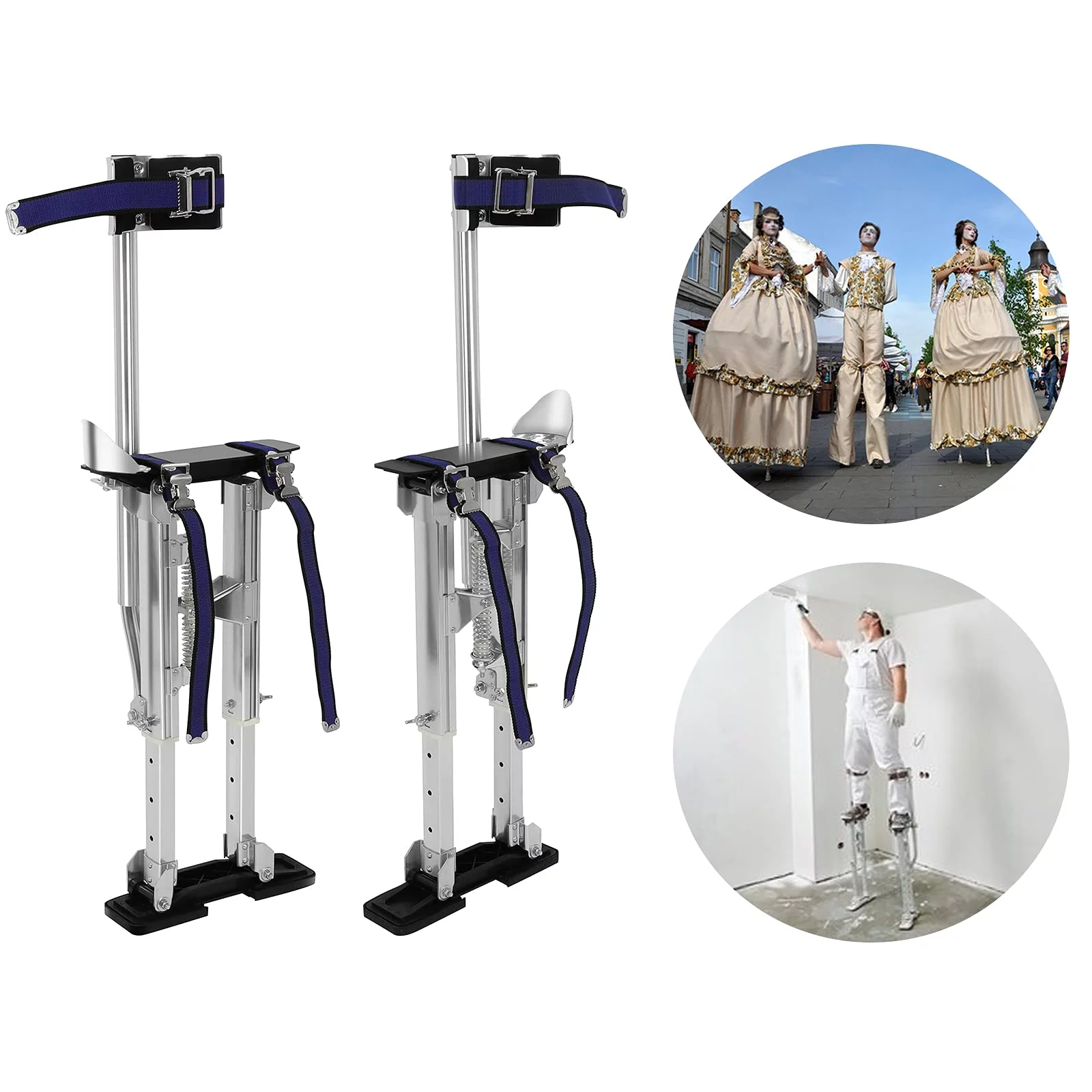 15-23 Inches Stilts Height Adjustable Silver Aluminum Tool for Adults Cleaning Painting Drop Ceilings Parades or Pruning Branches