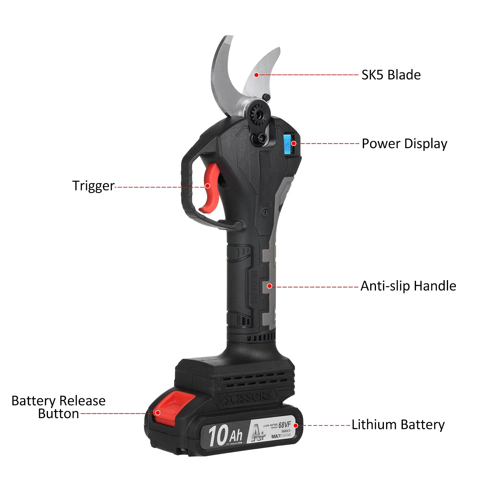 moobody Electric Pruning Shears Cordless Electric Pruning Battery Powered Tree Branch Pruner with Brushless Motor 21V Battery 30mm-40mm Inch Cutting Diameter LCD Display Screen