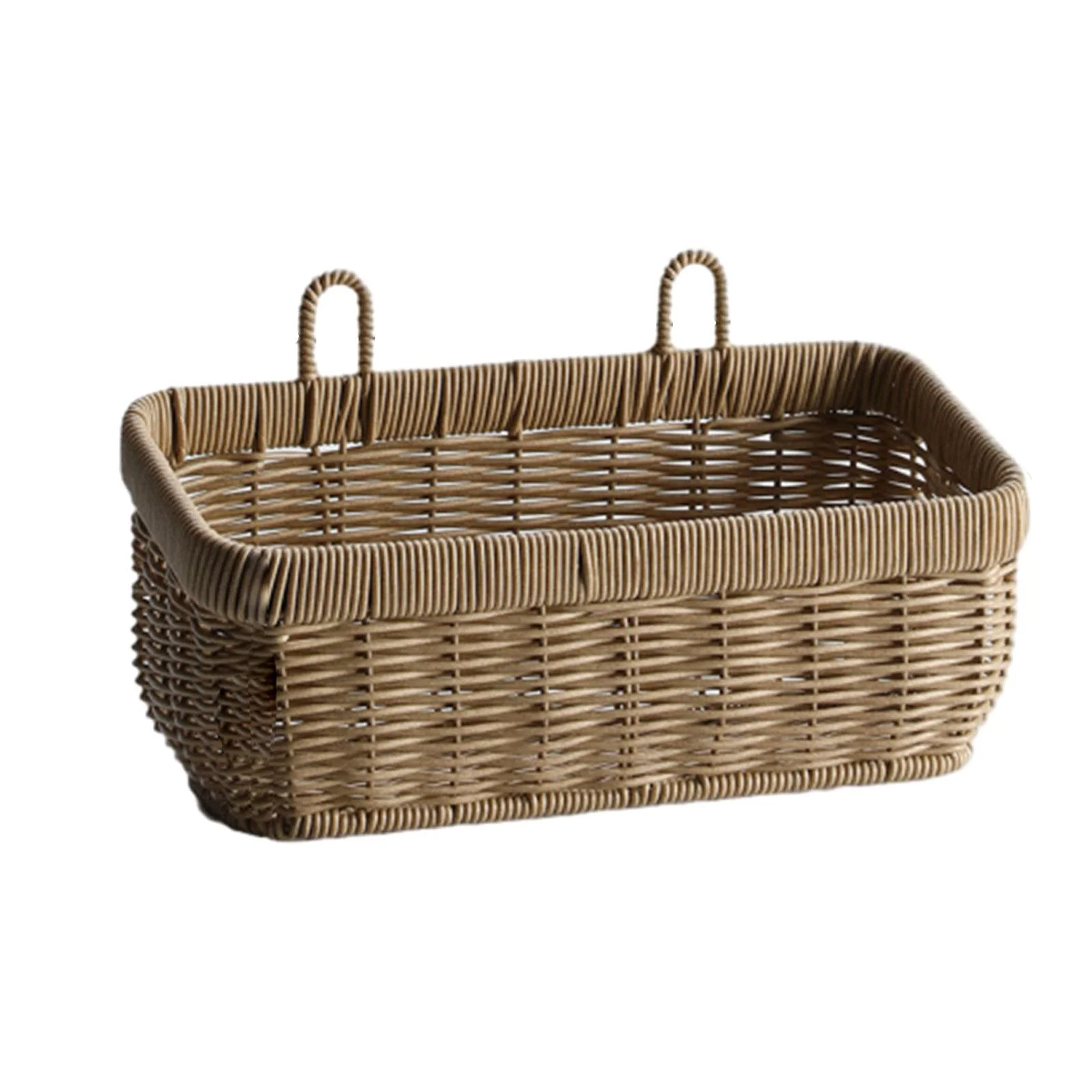 LOVIVER Storage Basket for Organizing Wall Hanging Decor Towel Baskets with Handle Rectangular Storage Organizer for Wall Decorations Gray