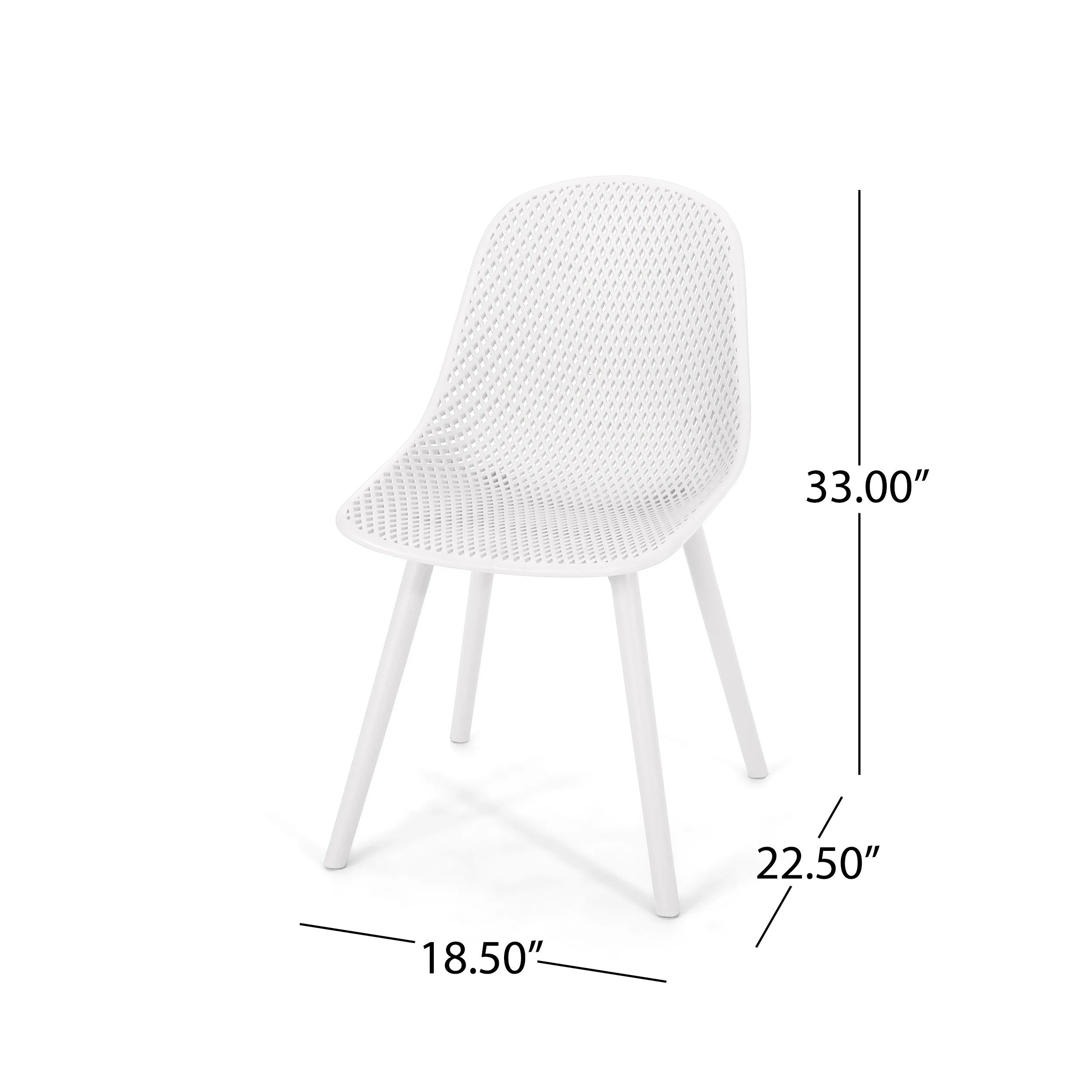 Noble House Posey Plastic Patio Dining Chair in White (Set of 2)