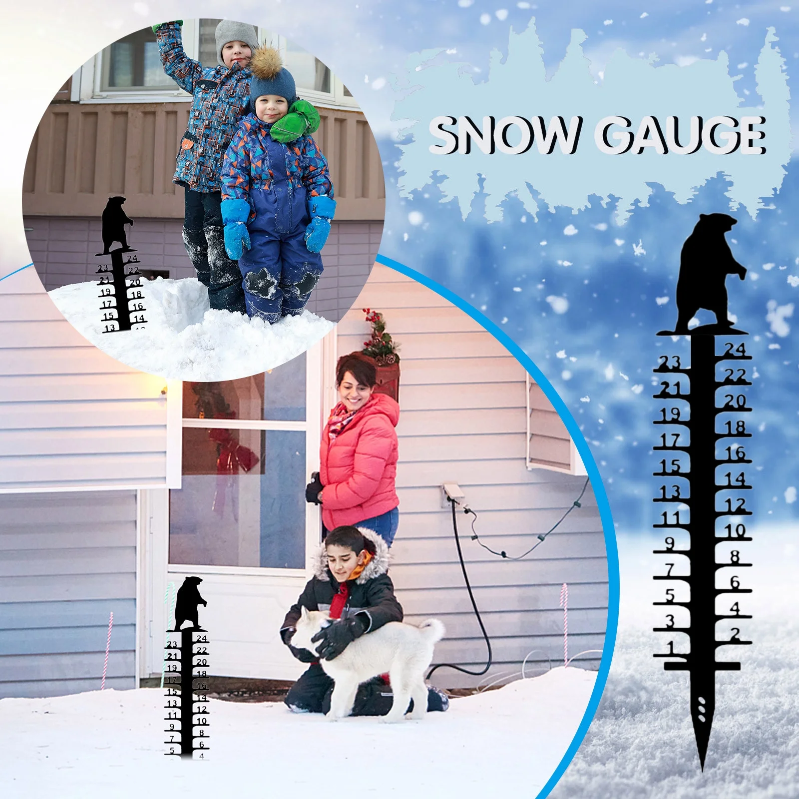 Big Spring Sale Gift 24cm Snowflake Snow Measuring Instrument Snowmobile Snow Measuring Instrument Metal Snow Measuring Ruler Outdoor Garden Ornament