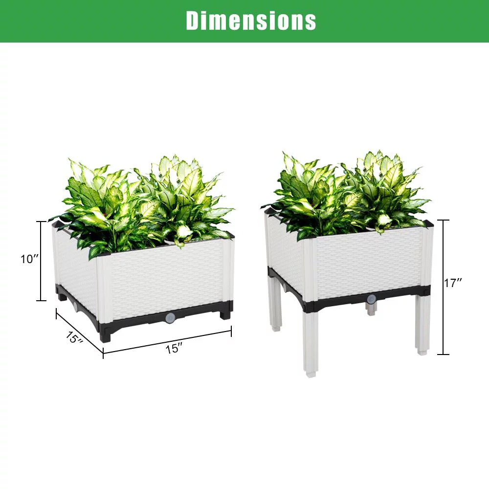 UBesGoo 2 Piece Raised Garden Bed Kit White Free Splicing Planter Box