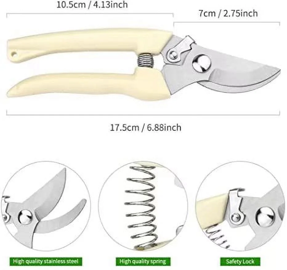 Premium garden shear plant scissors for cutting floral, rose, hedge and flower stem, lightweight pruners, sharp garden clippers