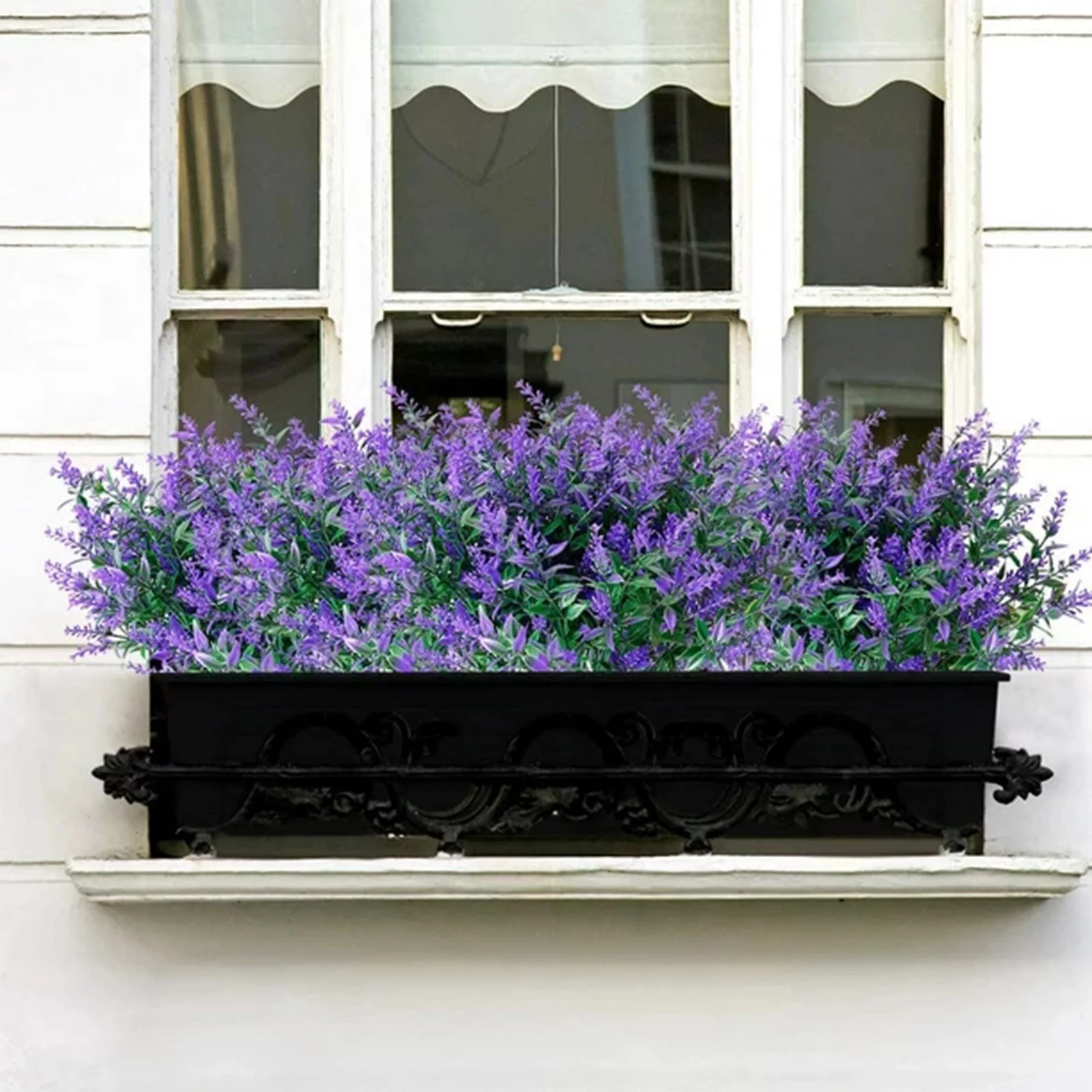 NLLSHGJ 8 Bundles Artificial Lavender Flowers Outdoor Flowers No Fade Garden Porch Window Box Decorating (Purple)