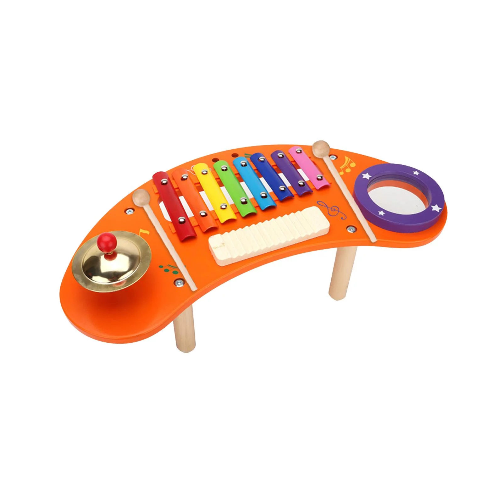 Wooden Toy Musical Table Kids Drum Set Pretend Play Montessori Musical Instruments Toys for Kids Boys Girls 3 Year Old Gifts