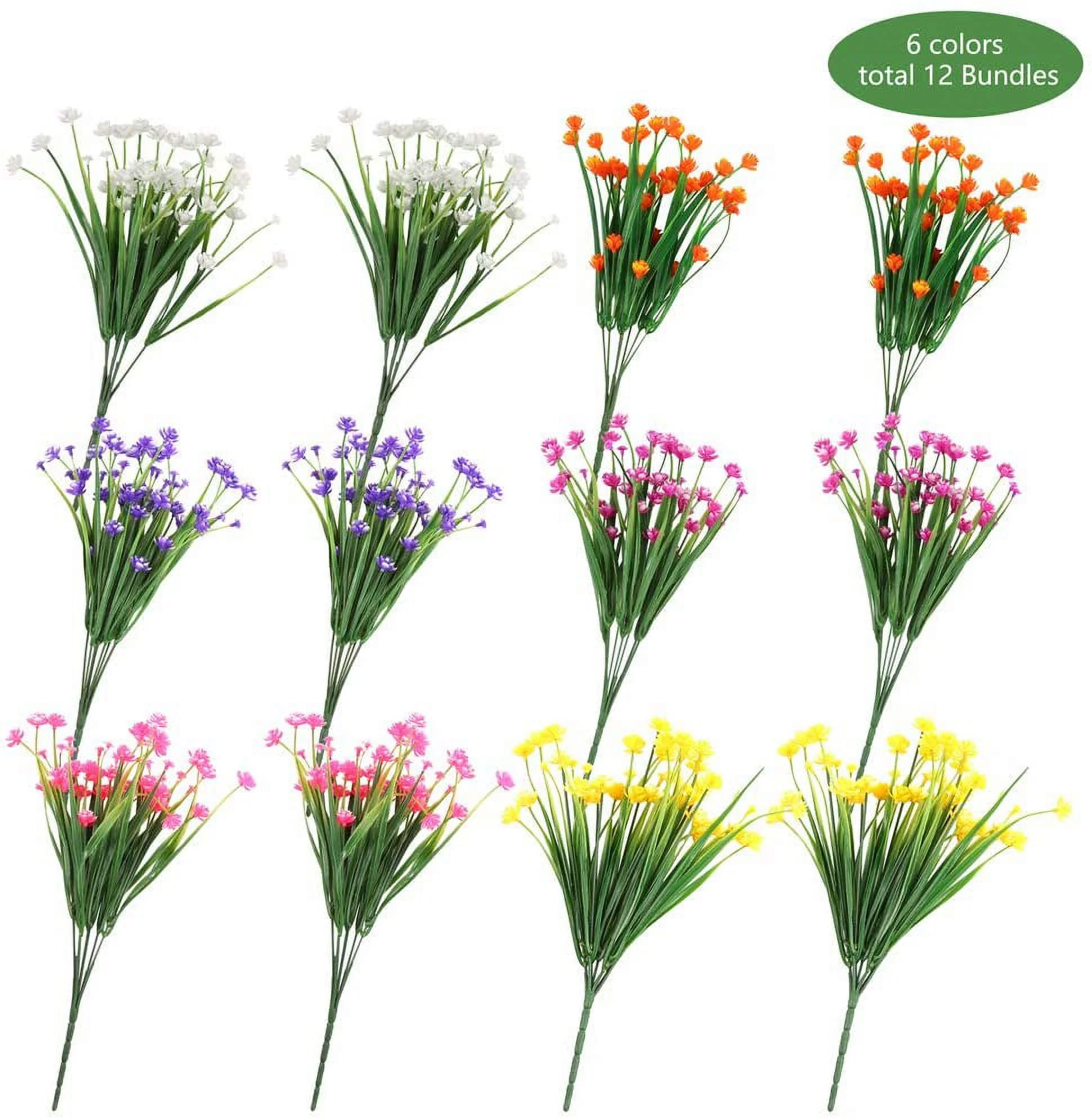 12PACK Artificial Flowers, Outdoor Artificial Flowers Plastic Flowers Faux Greenery Shrubs Plants Artificial Daffodils Indoor Outdoor  Hanging Planter Home Wedding Garden Decor