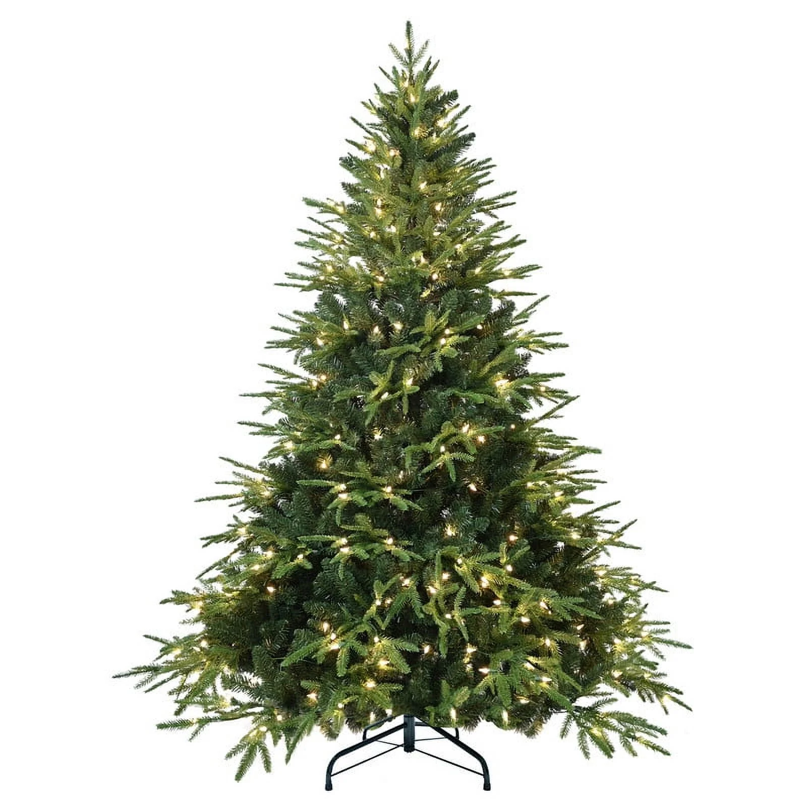 Leeheeyee 6.5' Classic Spruce Christmas Tree，Holiday Prelit Artificial Christmas Tree w/450 Warm White Lights &2225 Full Branch Tips &Metal Stand Suitable for Home Decoration，Green