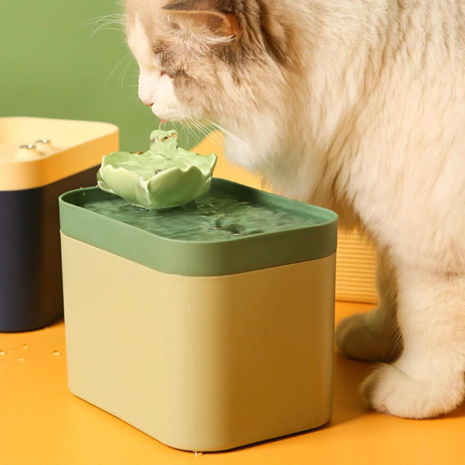 1.5L Cat Water Fountain Supplies Feeding Quiet USB Bowl Dish Dispenser Drinking Green