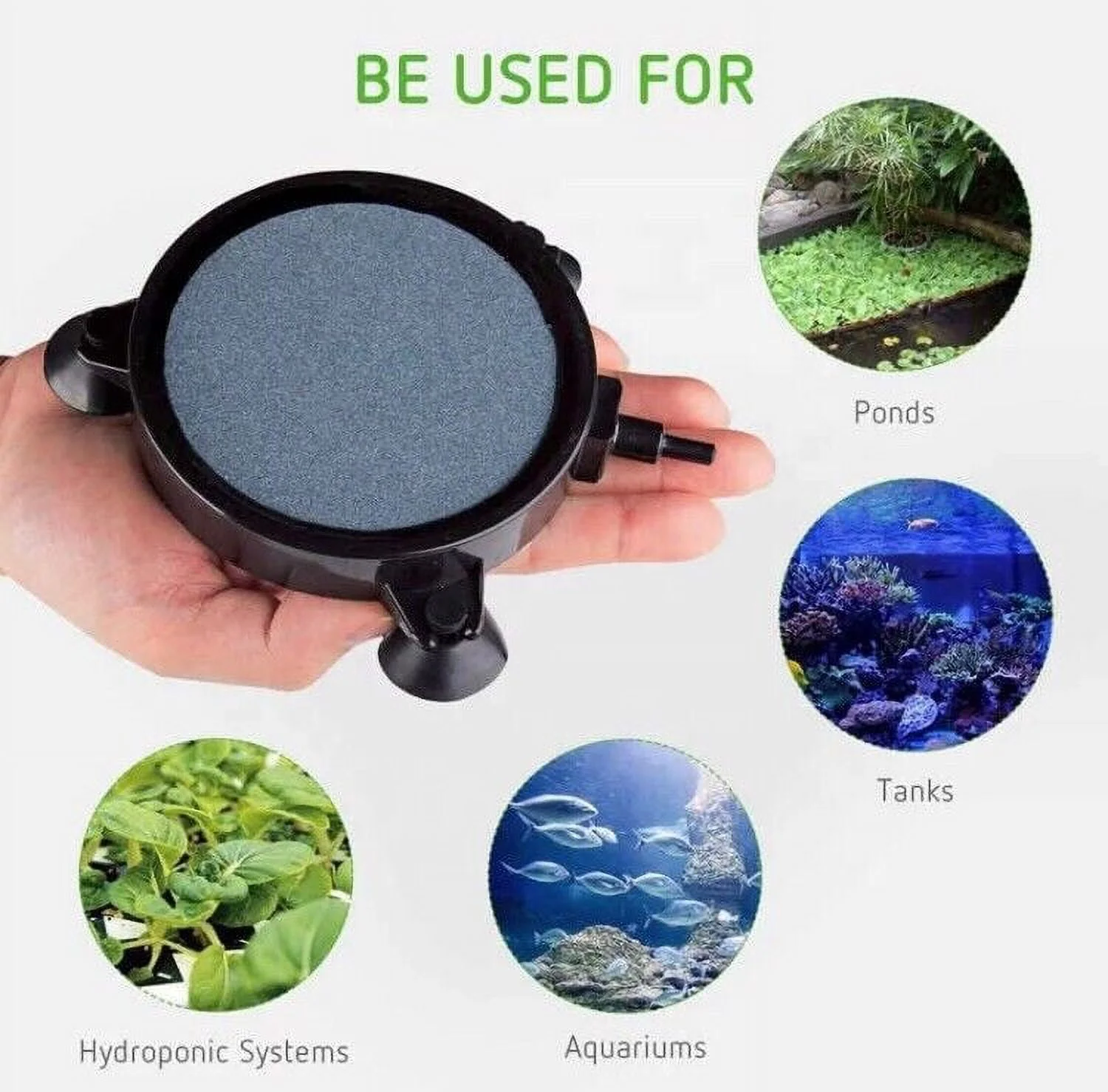4 Inch Aquarium Air Stone - Air Bubble Stone with Suction Cup for Hydroponics, Aquarium, Pond, Aquaculture
