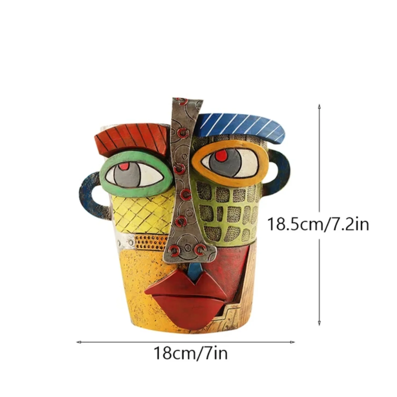 Vibrant and Beautiful Succulent Flower Pots - Exquisite and Stunning Retro Abstract Container - Antique Colorful Ornament Vase - Intricate and Unique Resin Face Potting Planter with Perfe