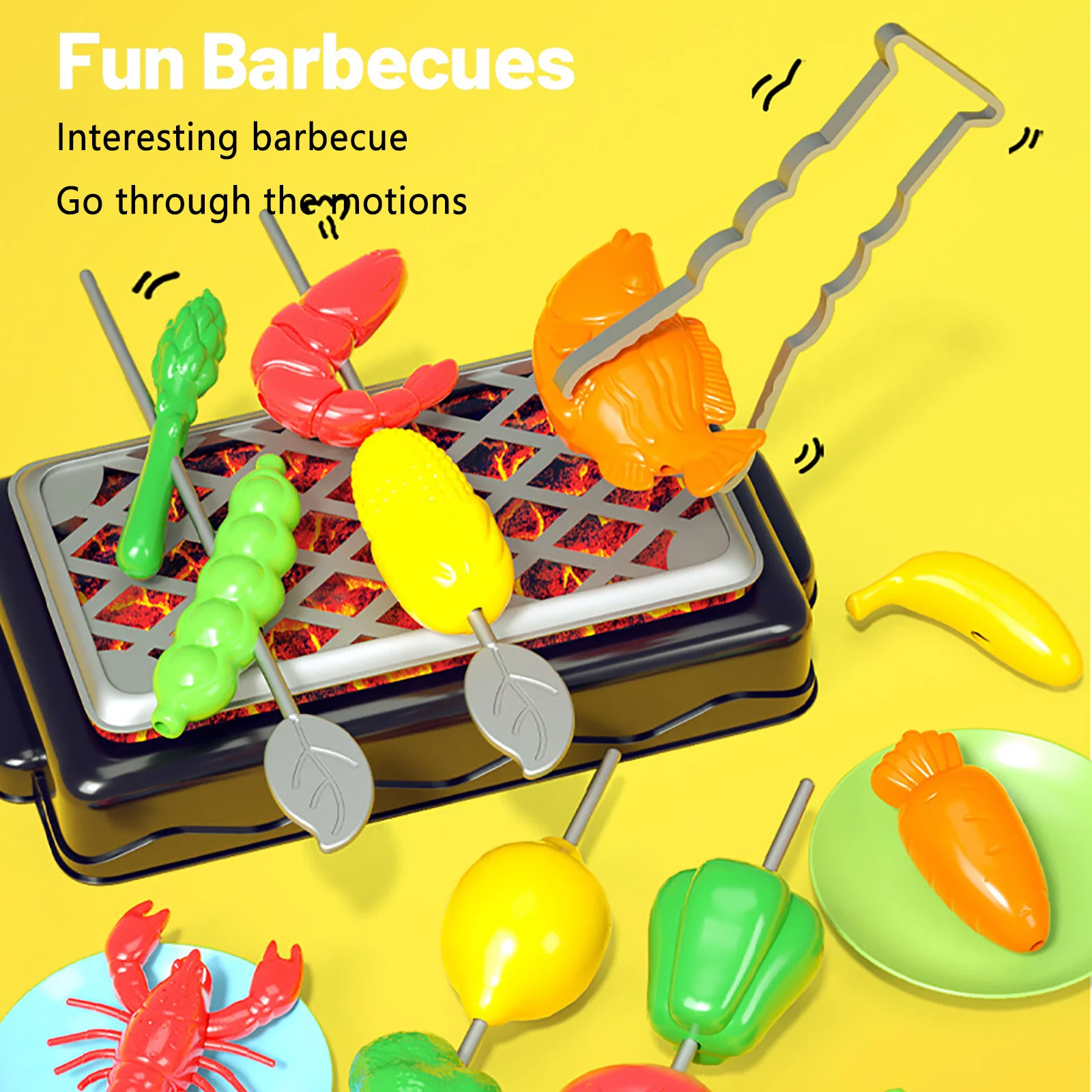Play Food Children's Barbecue Toy Set Play House Baby Kitchen BBQ Mini Grill Rack Food Grill Model
