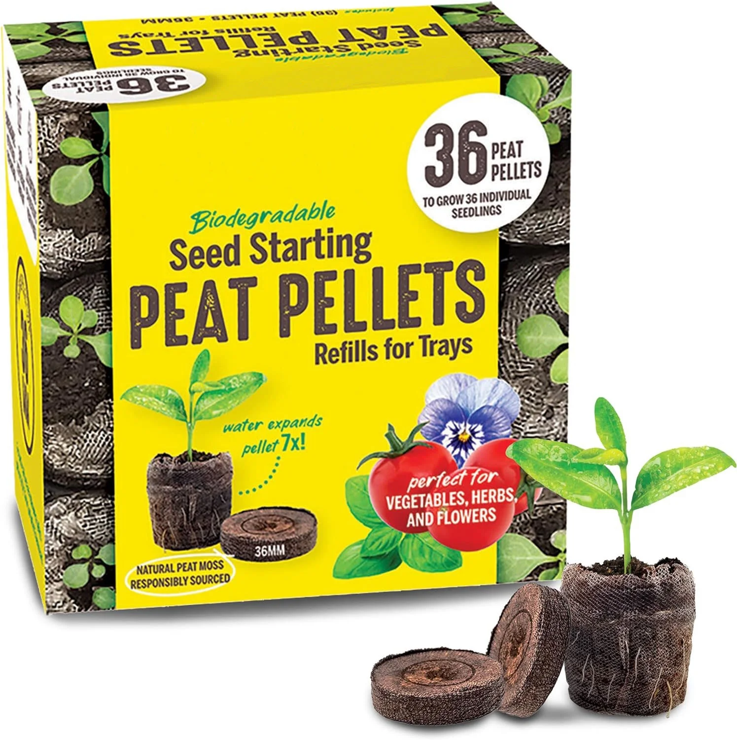 36mmPlant-Based Expanding Peat Pellet Refills (36 Count), 10-Pack