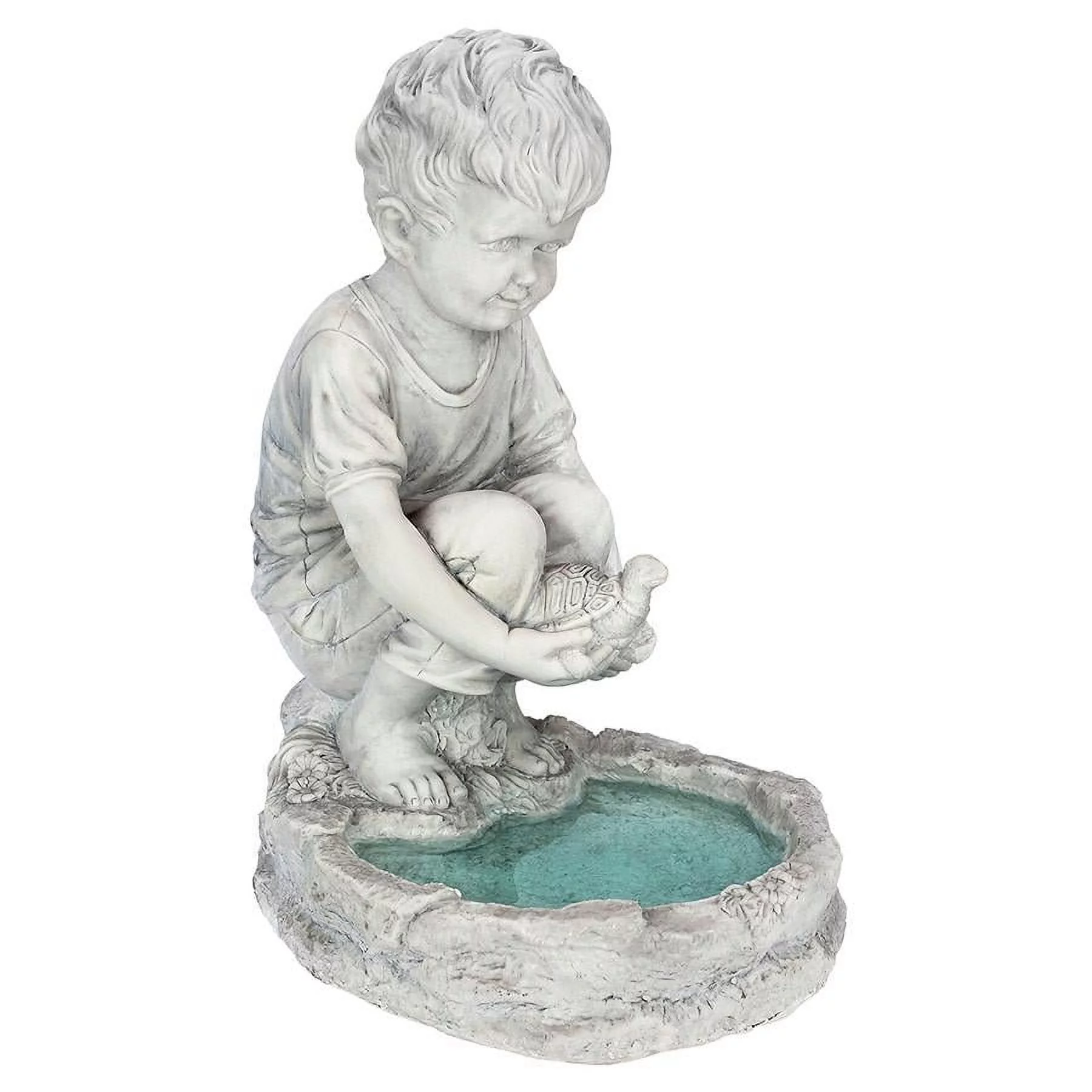 Design Toscano TOMMY AT TURTLE POND LITTLE BOY STATUE