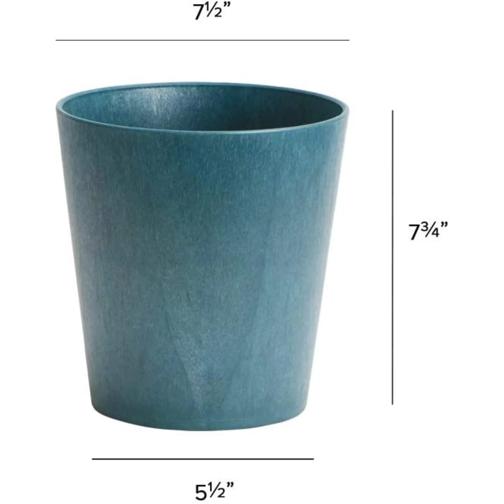 Novelty Metallic Cache Plastic Flower Pot Round Planter, Slate, 7.5