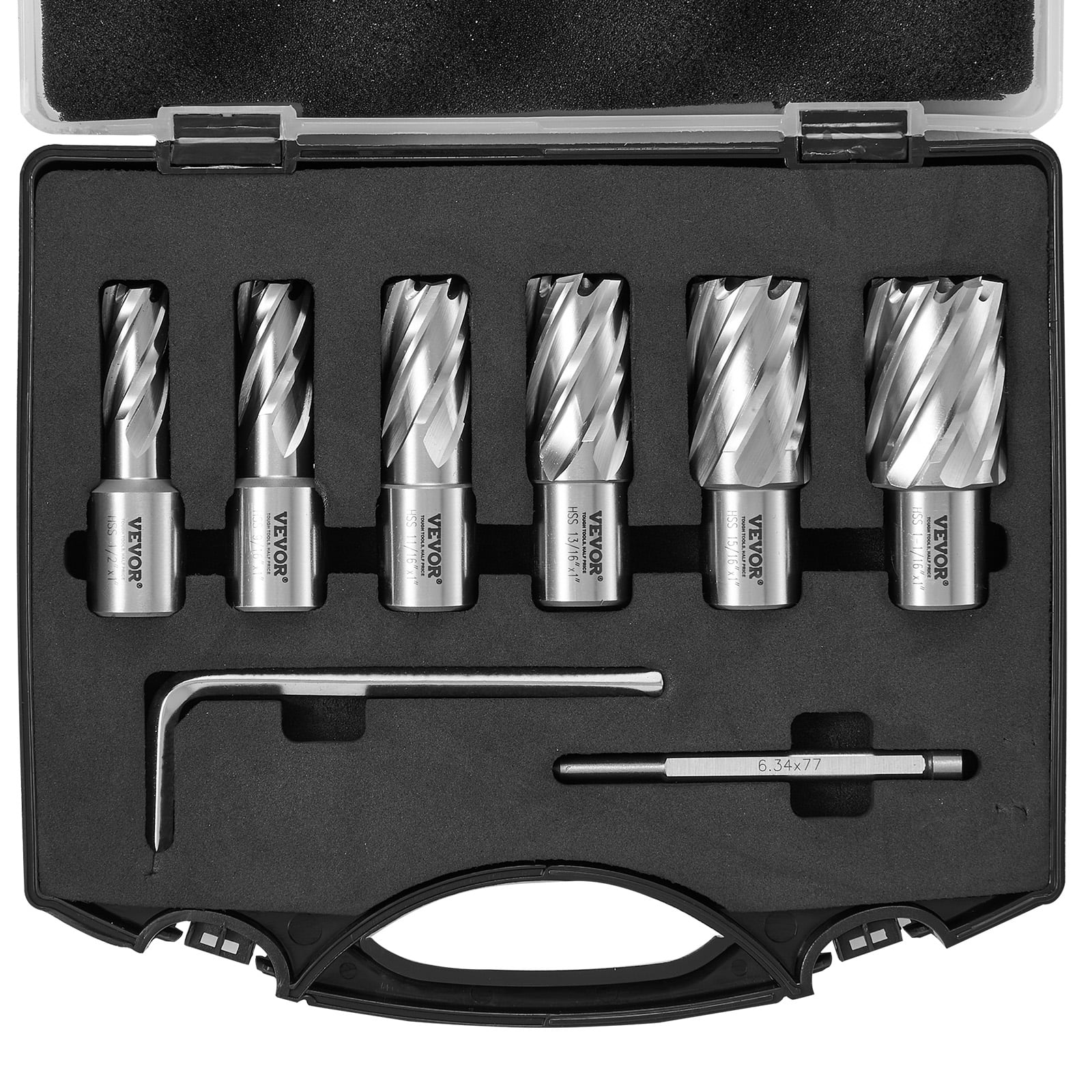 BENTISM Annular Cutter Set 6 Pcs, Weldon Shank Mag Drill Bits, Cutting Depth 1