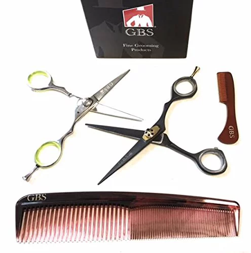 GBS Beard & Mustache Trimming, Cutting and Styling Scissors with dressing and mustache comb!