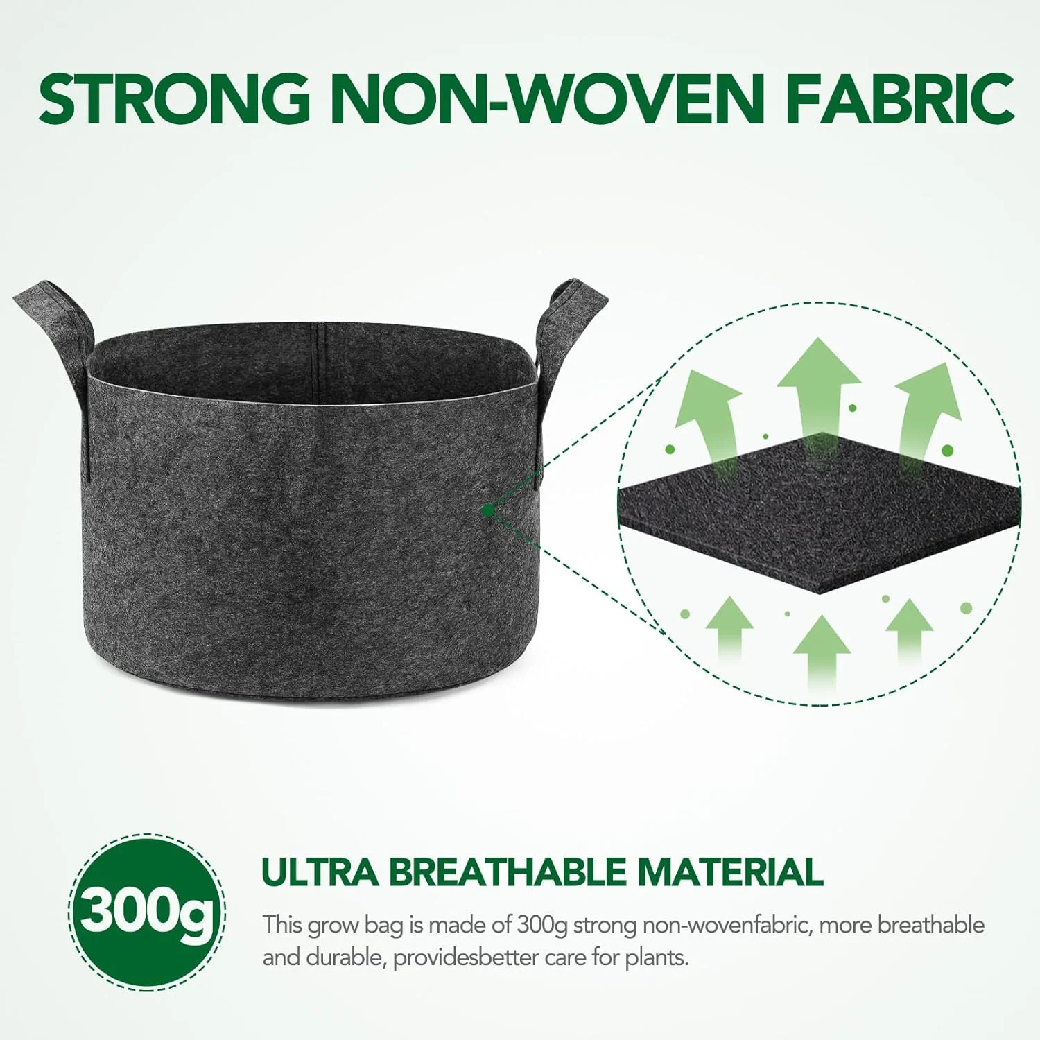 12-Pack 15 Gallon Heavy Duty Aeration Fabric Pots Thickened Nonwoven Plant Grow Bags Grey