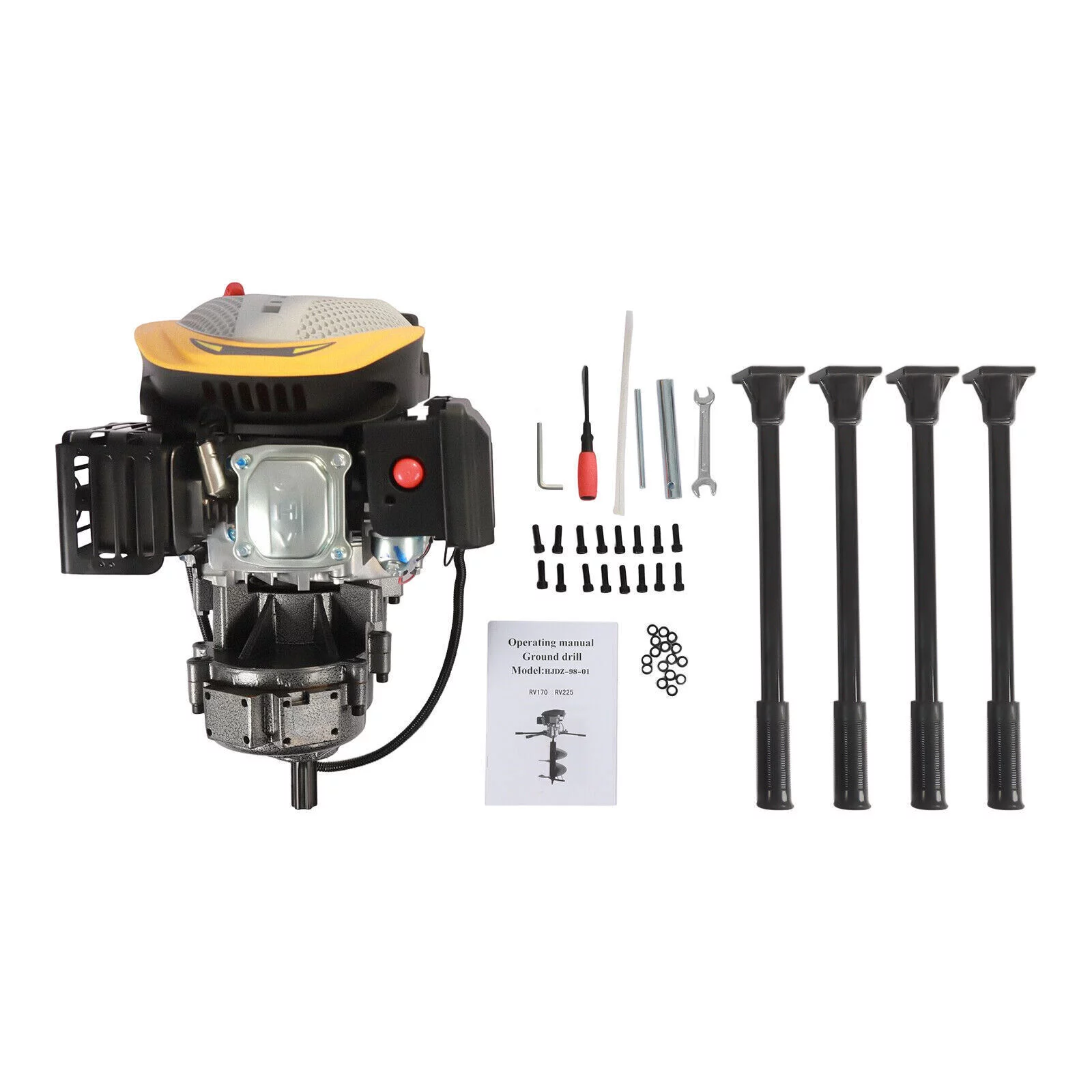 DENSET 4-Stroke 173cc 8HP 2 Men Big Power Post Hole Digger Auger Ground Drill Engine