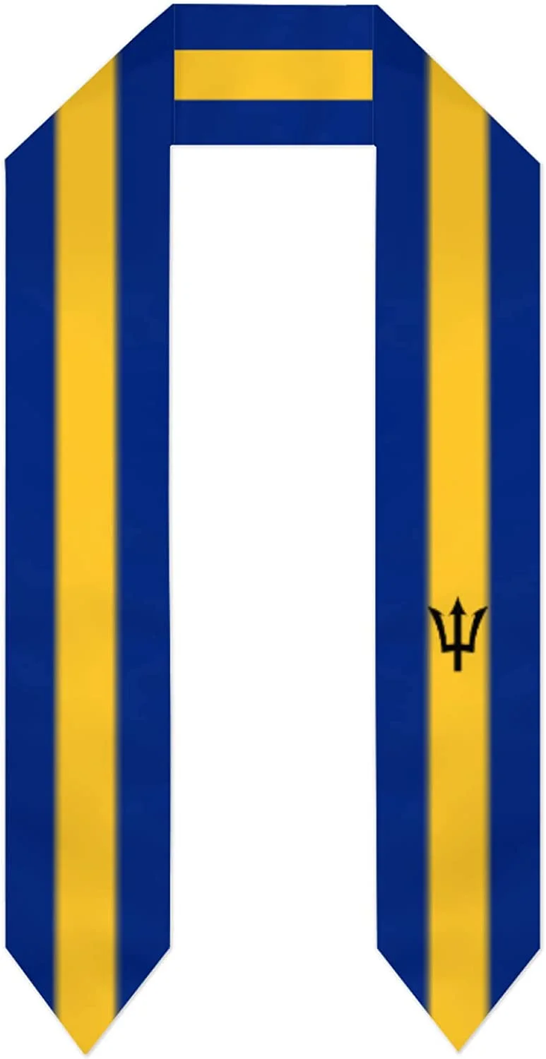 DABOYOZHZH Barbados Flag Graduation Shawl Sash Stole Wraps Scraf For International Study Pride Women Men