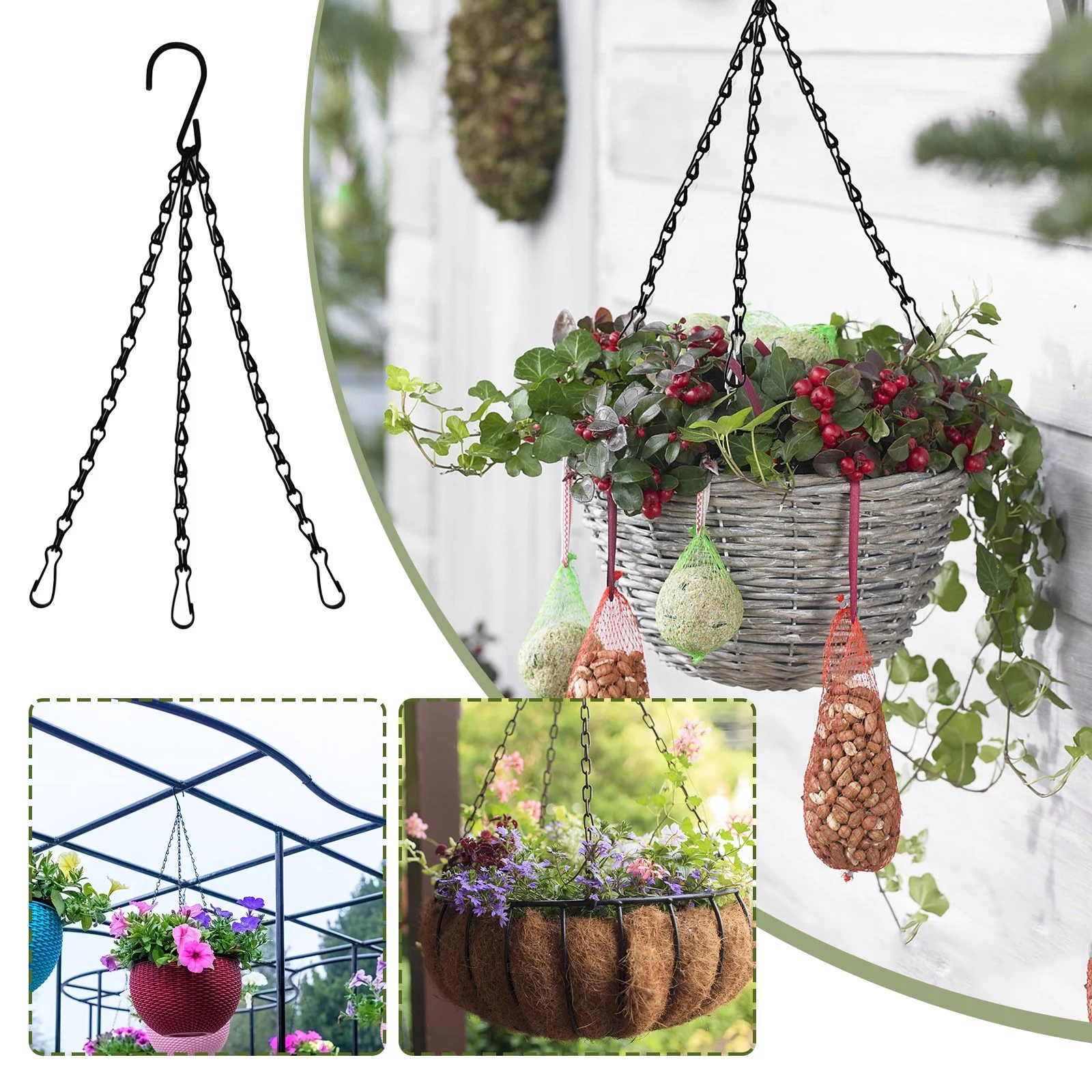 4Pcs Hanging Basket Chains Flower Pot Replacement Chain Hanger For Bird Feeders Planters And Ornaments Utility Tool