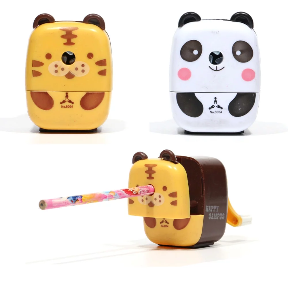 SENRISE Manual Pencil Sharpener Hand Crank Pen Cutter Tiger Panda Animal Shape Office School Students Cute Stationery
