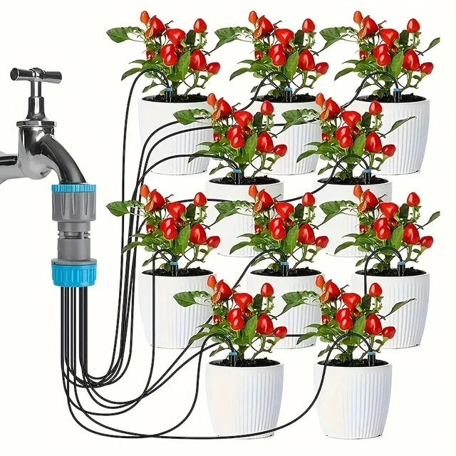 1 set of automatic drip irrigation device  equipped with 10 drip  micro irrigation system 3/4 in adapters  gardening tools