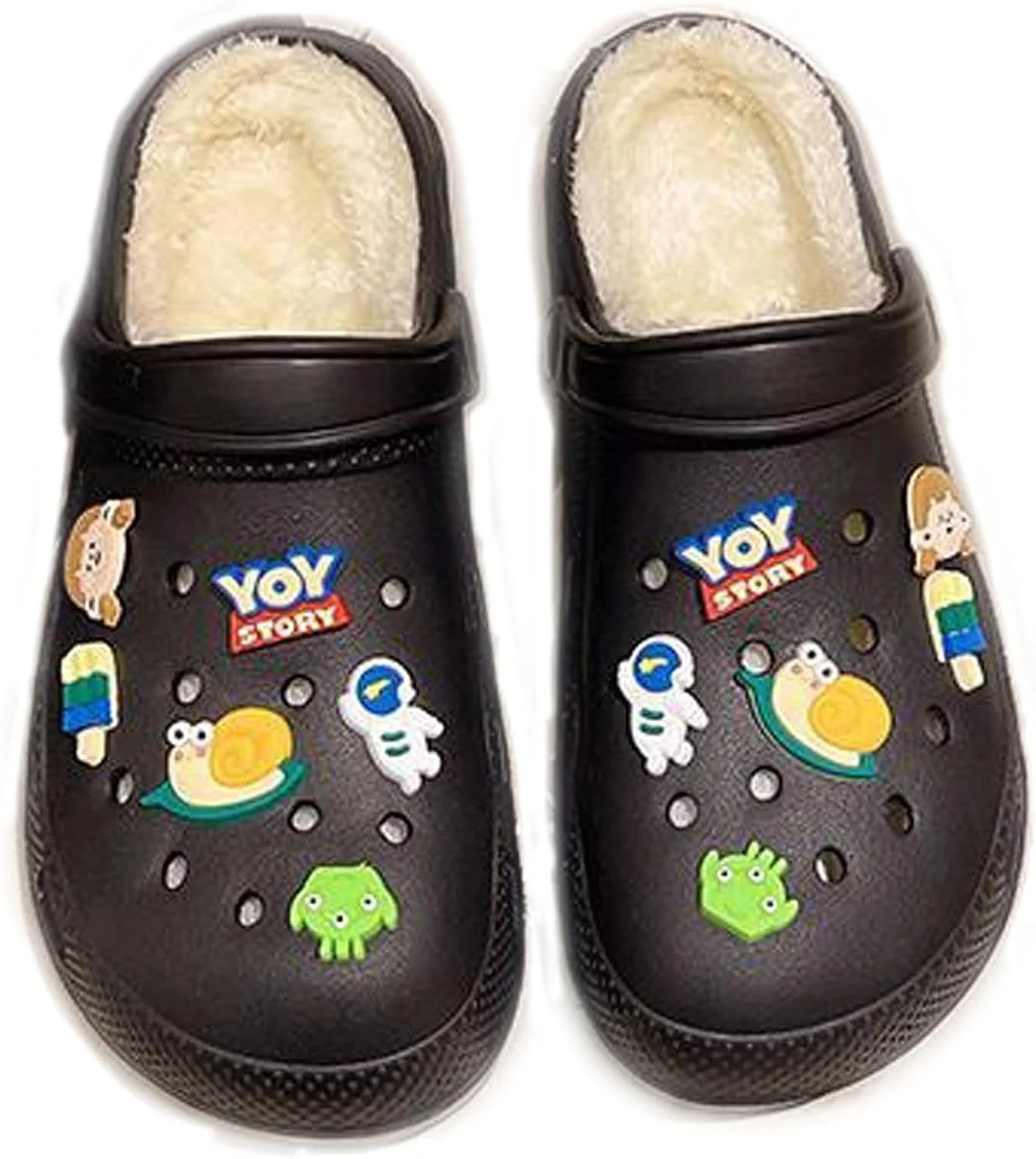 KAQ Winter Garden Clogs Women Cute Pattern Fuzzy Slippers Lightweight Breathable Slip On House Shoes for Indoor Outdoor Walk Dog