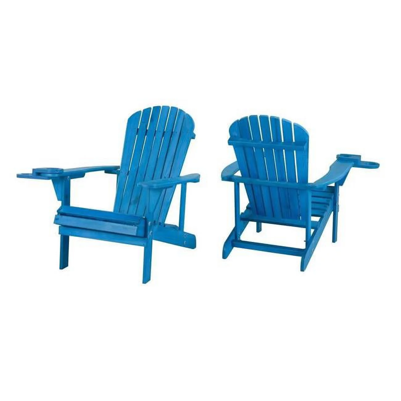 Earth Collection Adirondack Chair with Phone & Cup Holder, Sky Blue - Set of 2