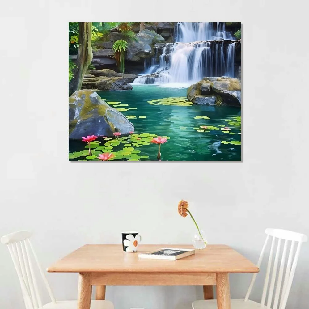 Shiartex Canvas Wall Art Picture 20x16in for Living Room Bedroom Wall Art Fall Decor Waterfall Scenery 20x16in
