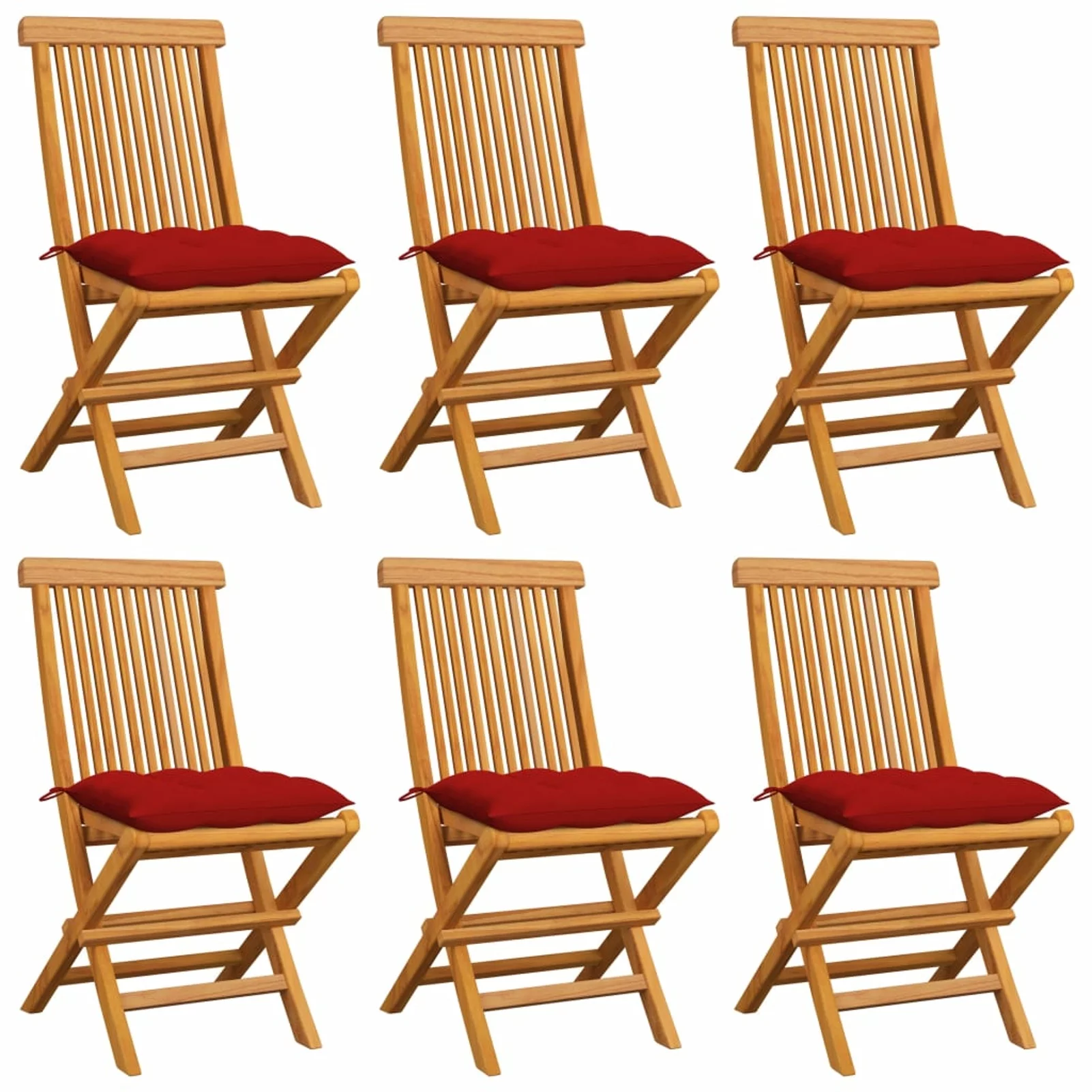 Andoer parcel,With Red Cushions Chairs With Red Cushions 6 Pcs Patio Chairs With 6 Pcs Teak D0320189d