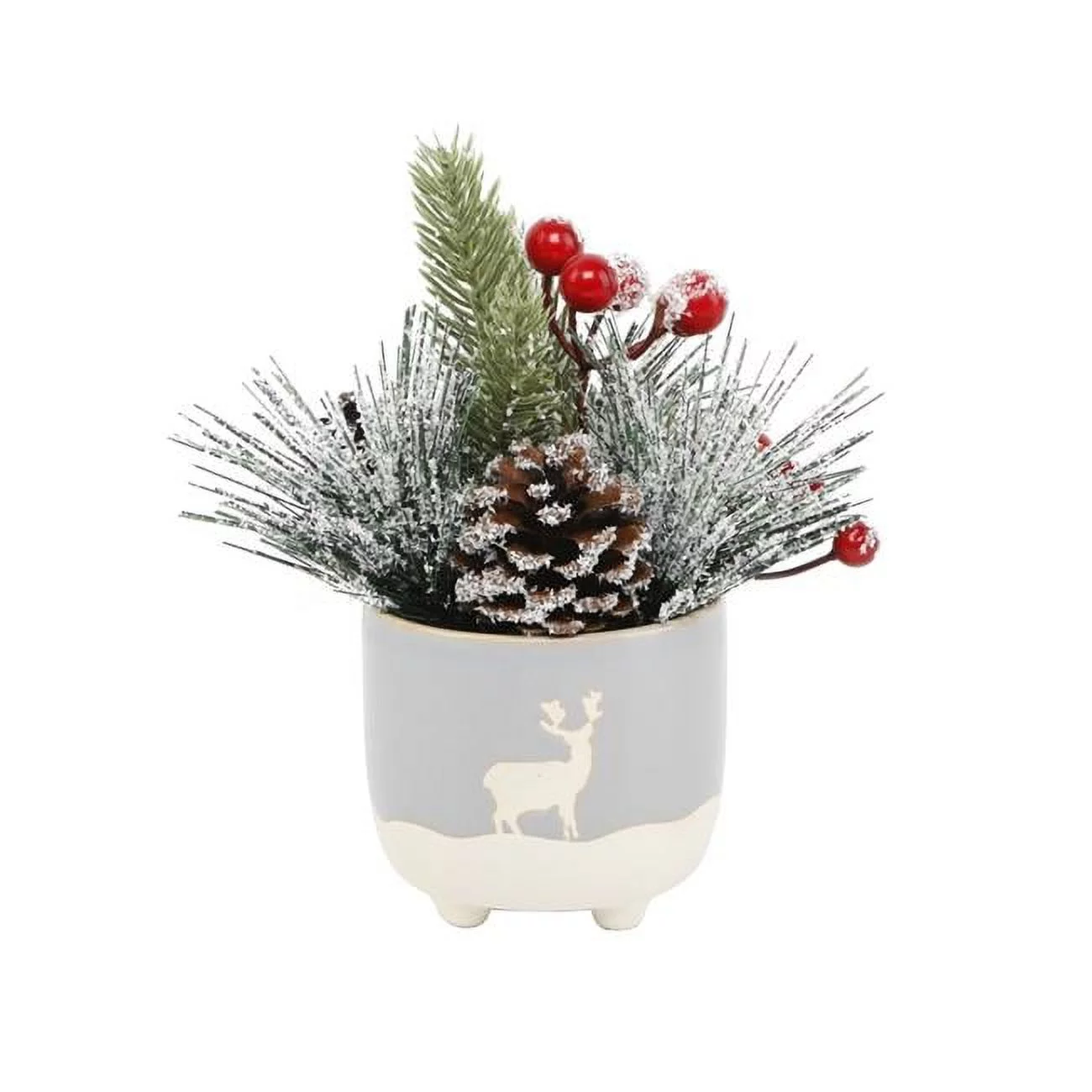 Xmas Mix in  Deer Ceramic Pot 3.5X3.5X3