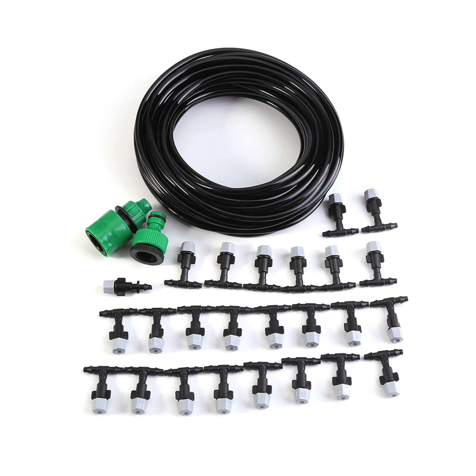 Black Drip Irrigation Kit-15M Water Mist Cooling Micro Automatic Watering Kit with Hose Sprinklers for Garden Terrace Micro Irrigation Kit