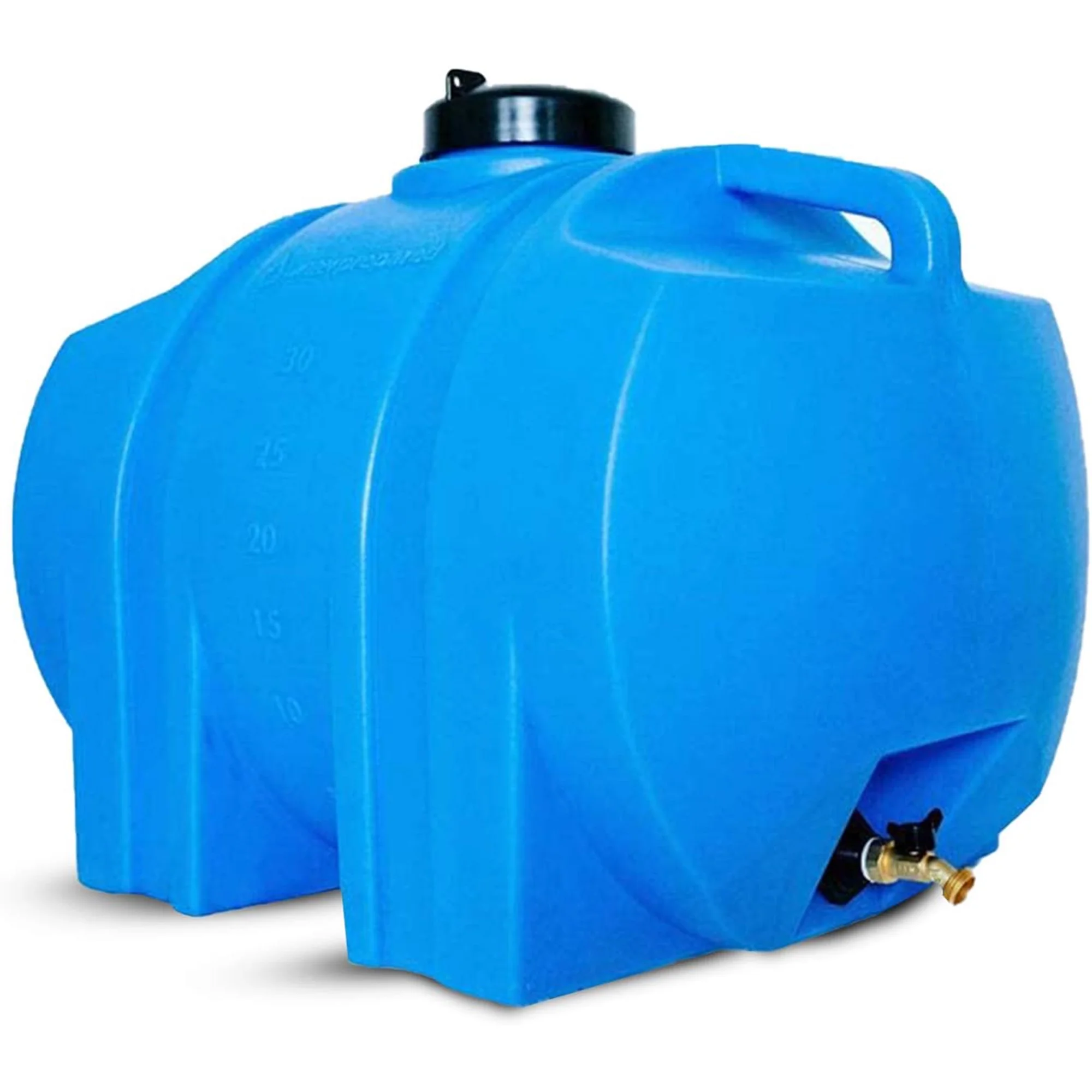 WaterPrepared 35 Gallon Utility Water Tank with Large Cap, Blue (2 Pack)