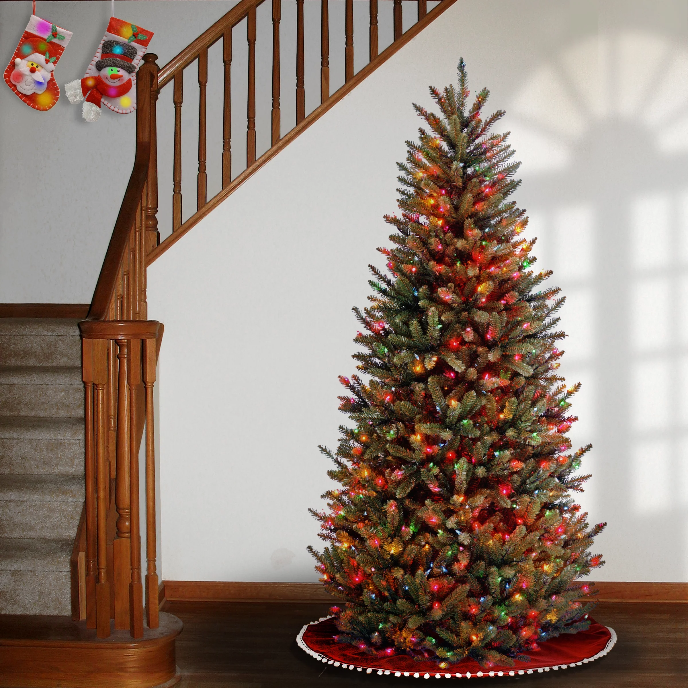 7.5 ft. Natural Fraser Slim Fir Tree with Multicolor Lights
