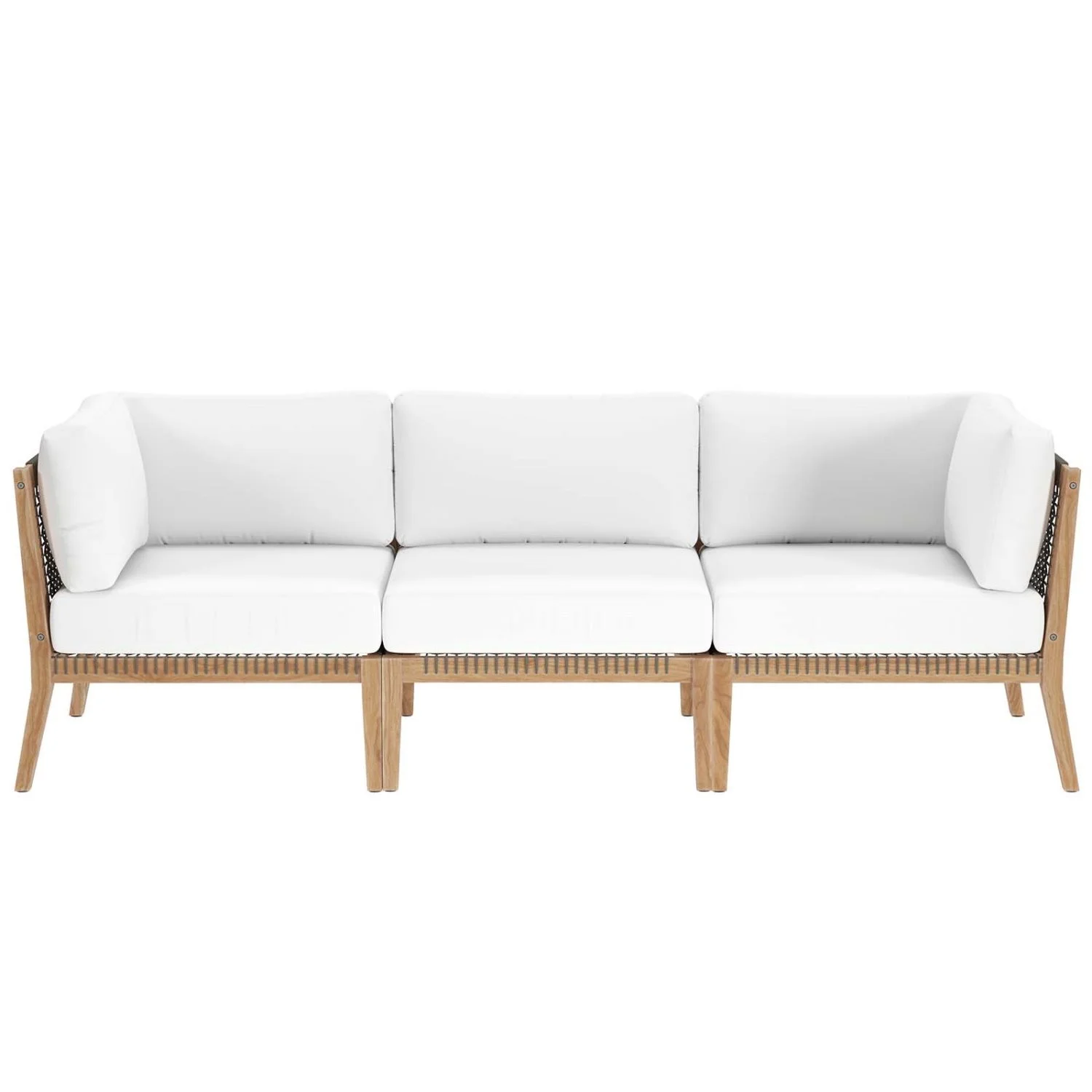 Lounge Sofa, Grey Gray Natural, Teak Wood, Outdoor Patio Balcony Cafe Bistro Garden Hospitality Restaurant, Modern Contemporary HB34451