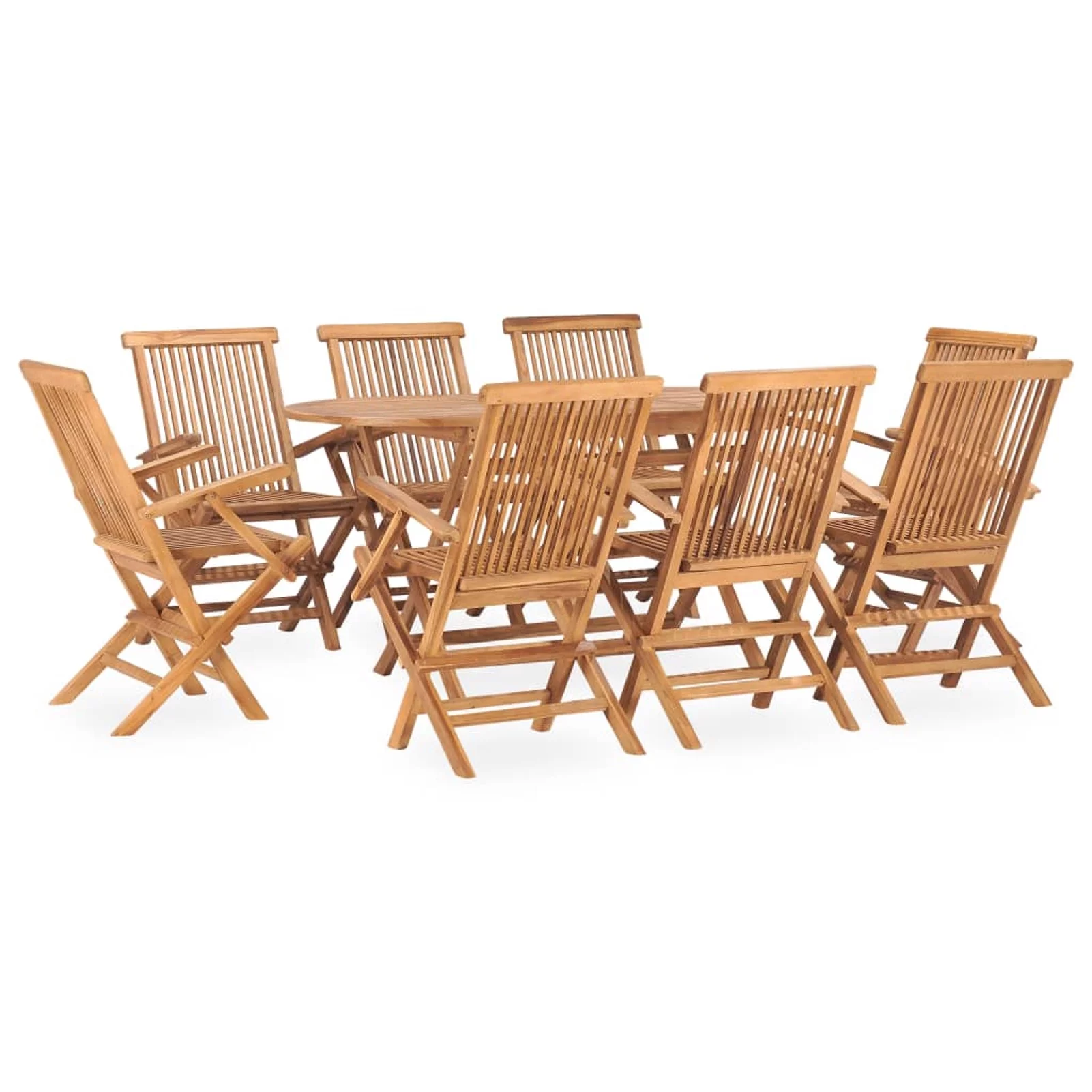 Andoer parcel,Furniture Set 9 Piece Patio Vidaxl Teak Wood Set Patio SetTable And Chairs Patio Set Table -- - Oval Zeyuan -Furniture Patio. ChairsBalcony Set - -