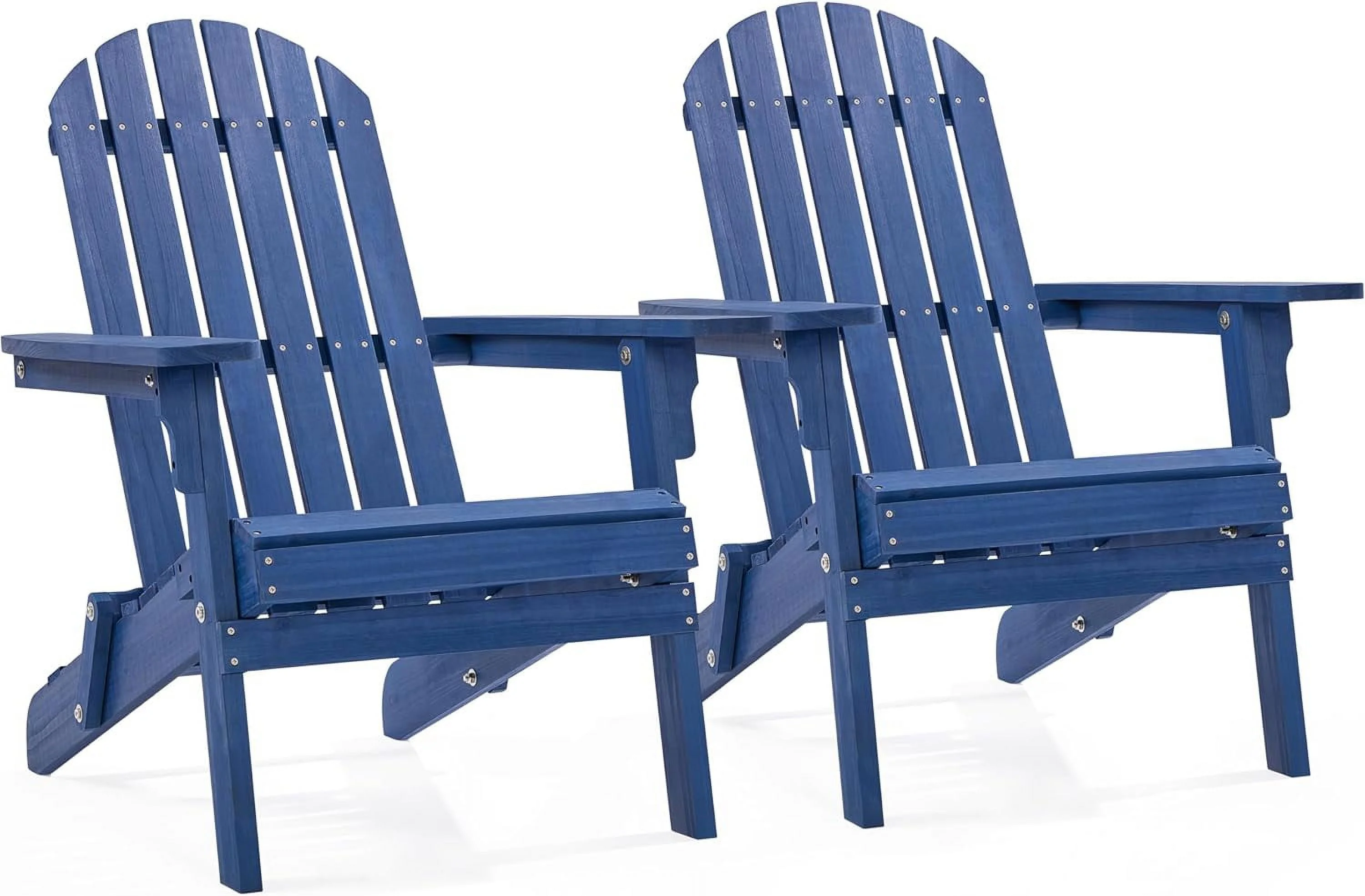 Yaheetech Folding Adirondack Chair Set of 2 Outdoor, 300LBS Solid Wood Garden Chair Weather Resistant, Fire Pit Lounge Chairs for Garden/Yard/Patio/Lawn, Blue