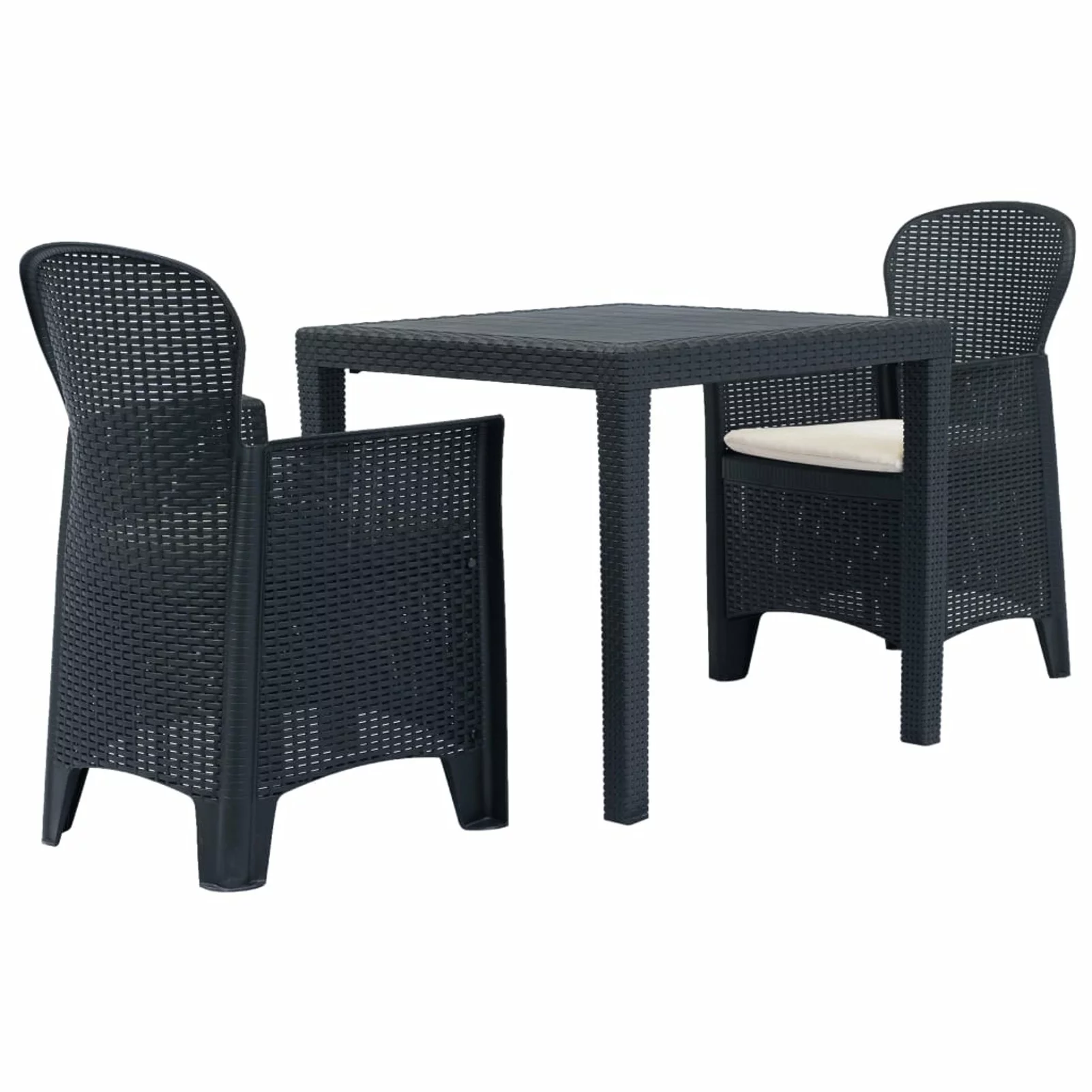 Carevas 3 Piece Bistro Set Anthracite Rattan Look