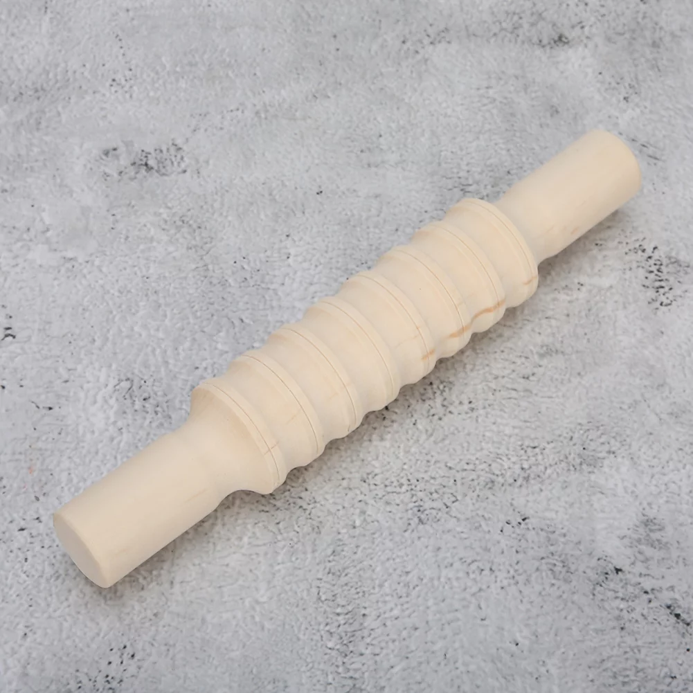 Dekaim Rolling Stick Modeling Roller Pottery Tools Solid Wood Sculpture Kit Polished Craft Collection(Striped Model)