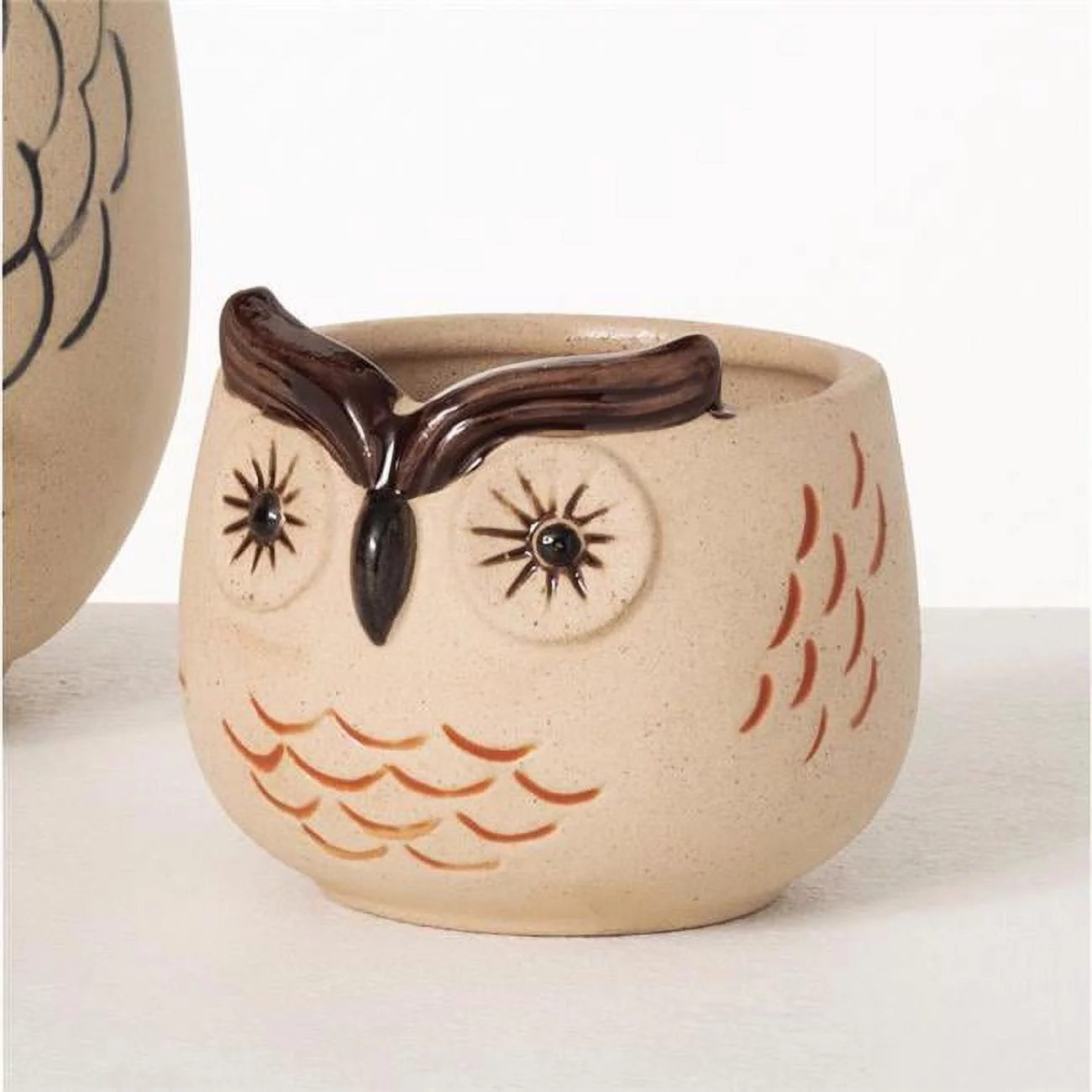 Sullivans 8082000 3 in. Brown Ceramic Owl Planter, Pack of 2