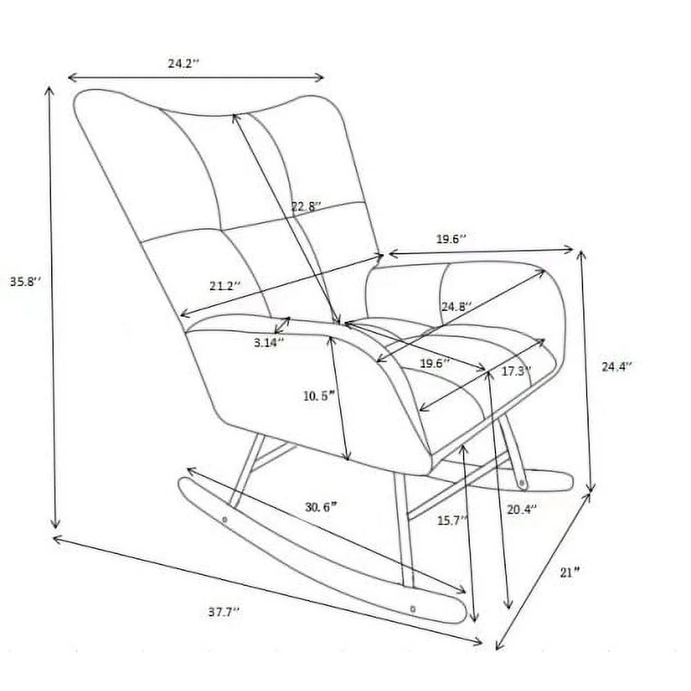 Rocking Chair Nursery, Solid Wood Legs Reading Chair withTeddy Fabric Upholstered