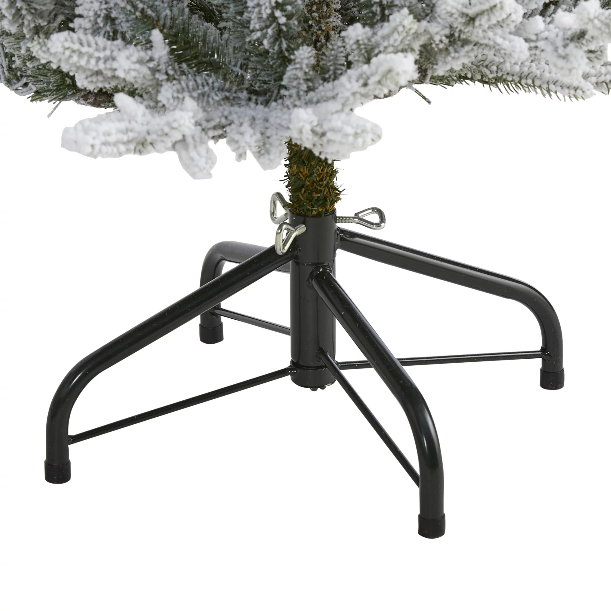 Nearly Natural 4' Green Fraser Fir Flocked Artificial Christmas Tree Prelit 300 Warm White Lights